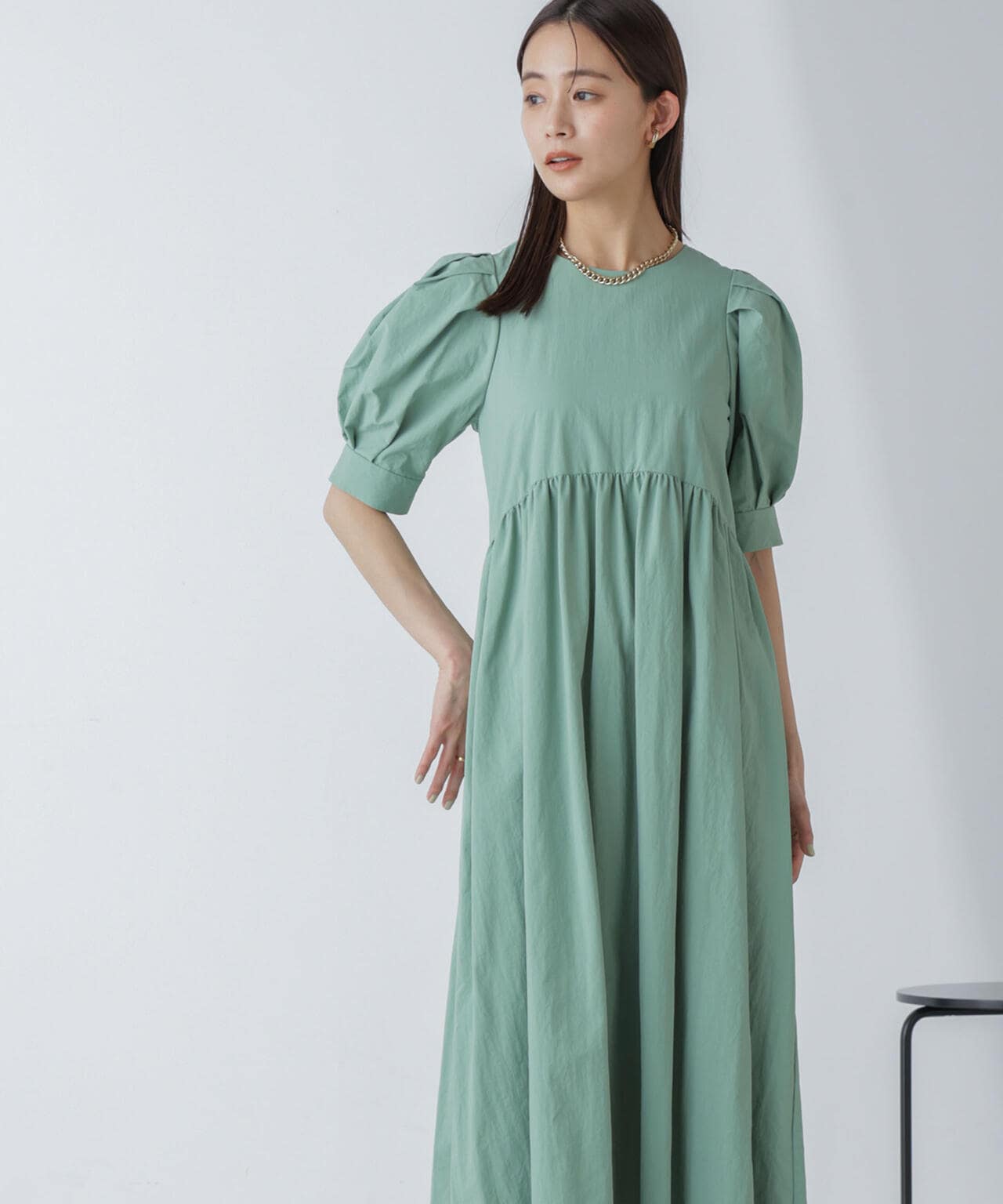 星玲奈×NANO universe」タックスリーブタスランマキシワンピース