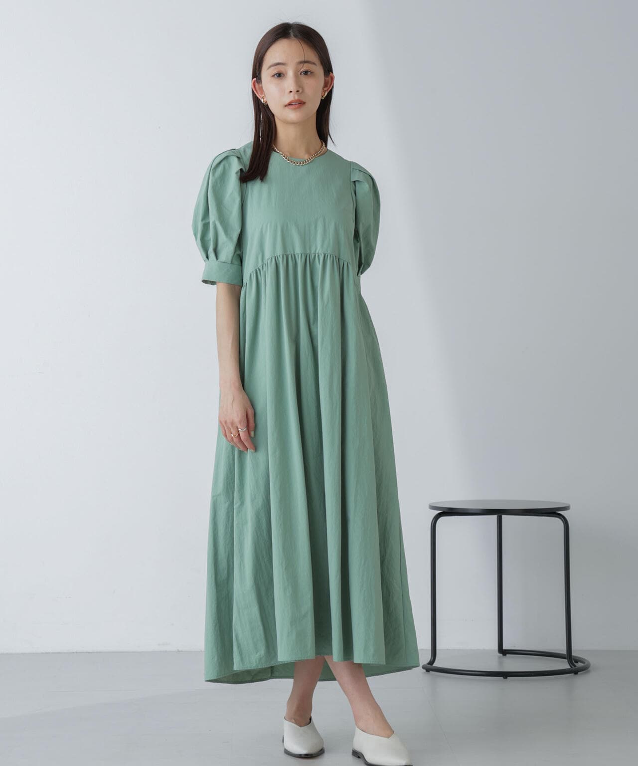 星玲奈×NANO universe」タックスリーブタスランマキシワンピース