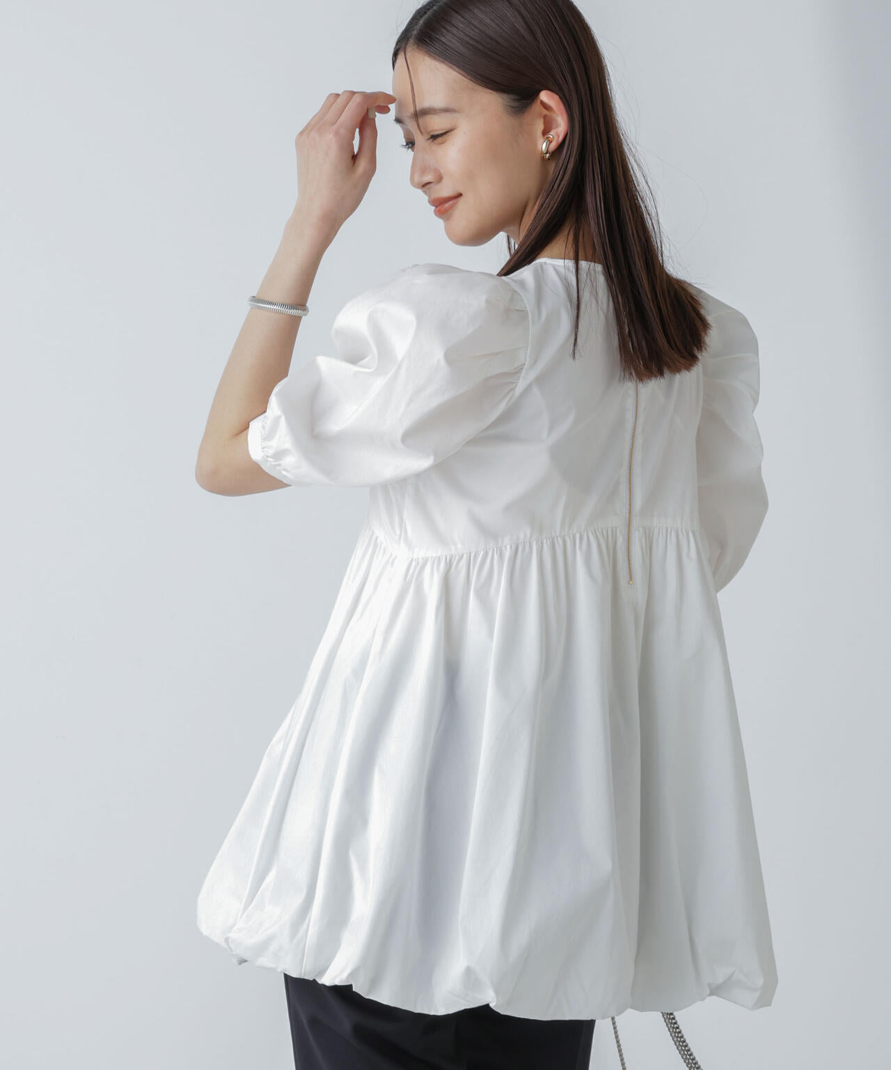 星玲奈×NANO universe」タックスリーブバルーンブラウス | NANO