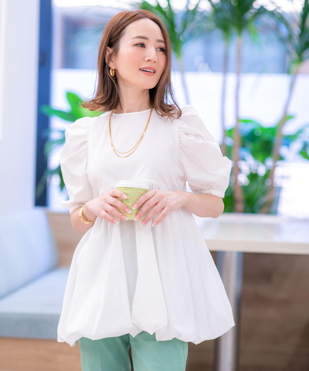 星玲奈×NANO universe」タックスリーブバルーンブラウス | NANO