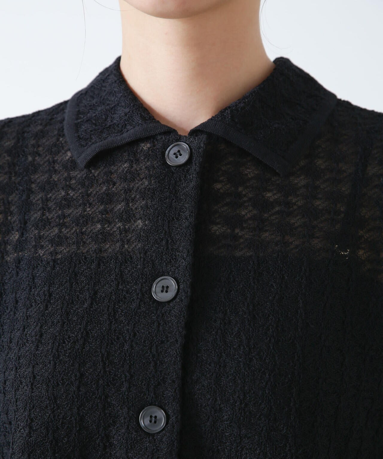 レースジャガードクロップドニットカーディガン