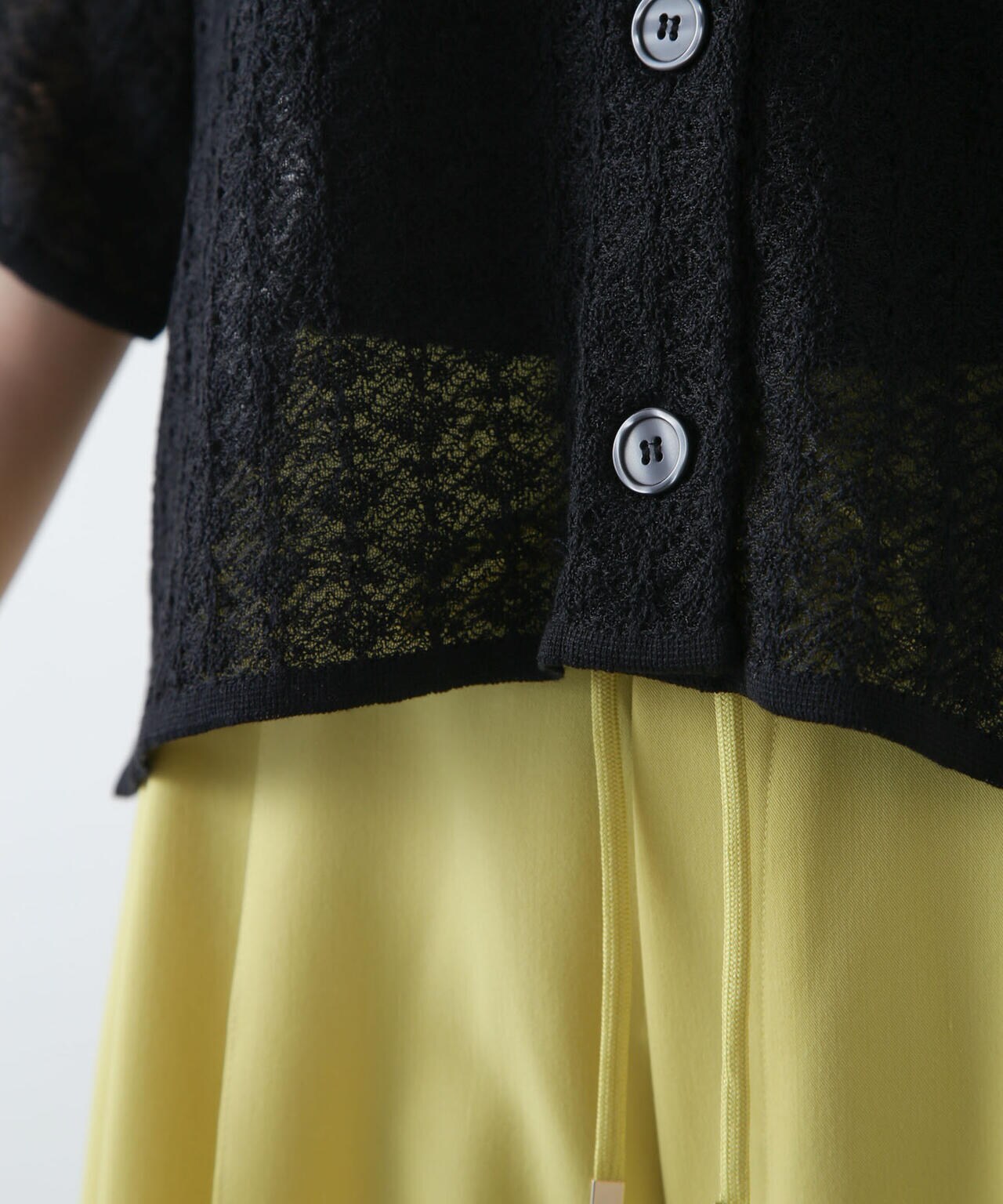 レースジャガードクロップドニットカーディガン