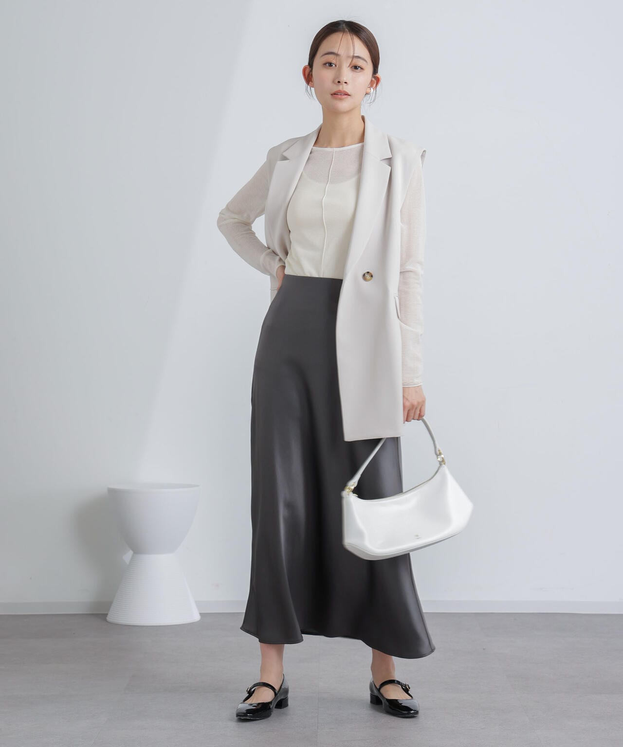 サテンロングナロースカート | NANO universe（ナノ・ユニバース