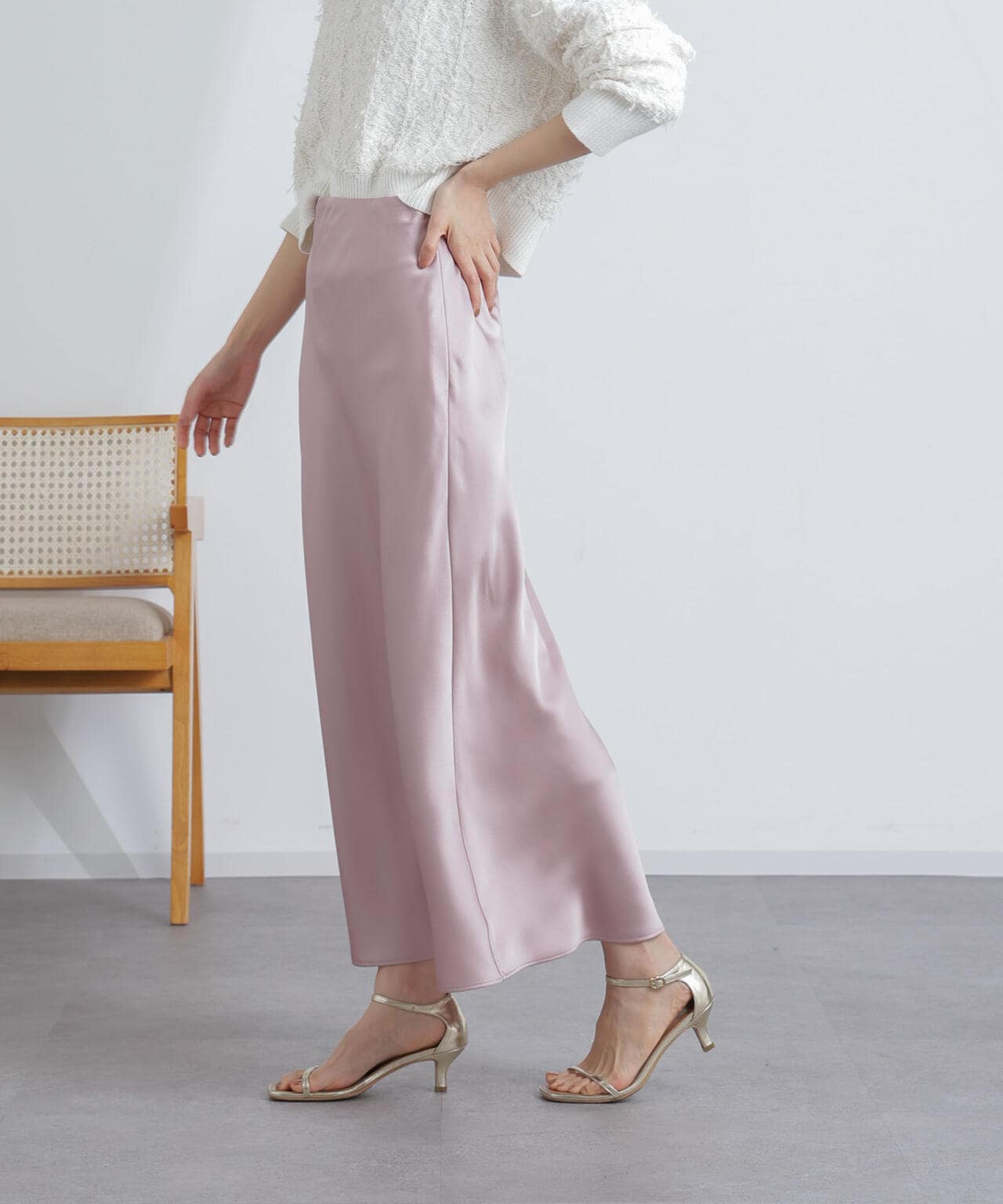 nacco♡つやつやサテンロングナロースカート サテン ロング ナロー スカート