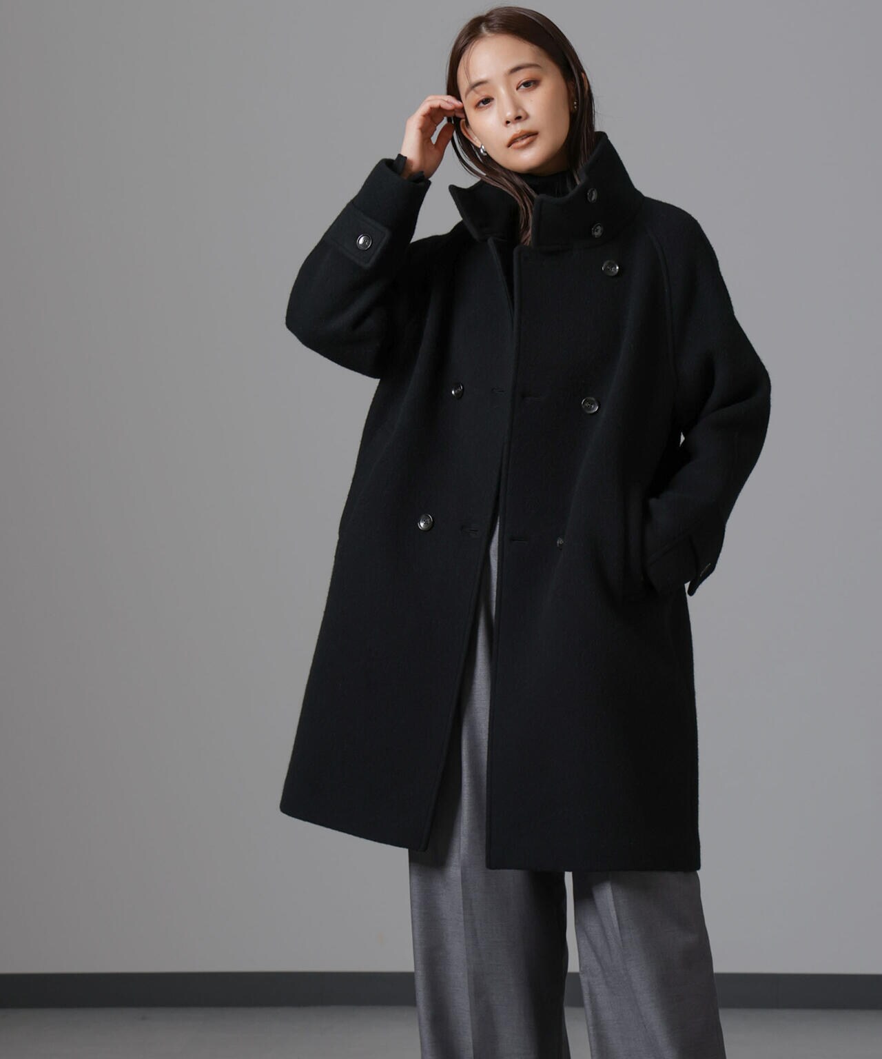 ナノユニバース　PECOLAMBウールカシミヤスタンドカラーコート PECOLAMB ウール カシミヤ スタンドカラー コート