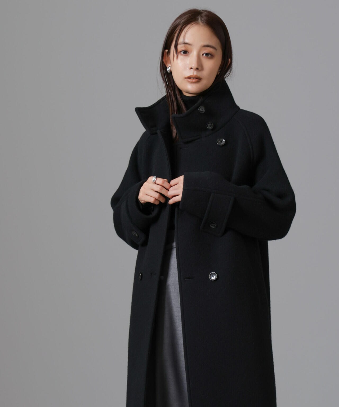 PECOLAMBウールカシミヤスタンドカラーコート | NANO universe（ナノ