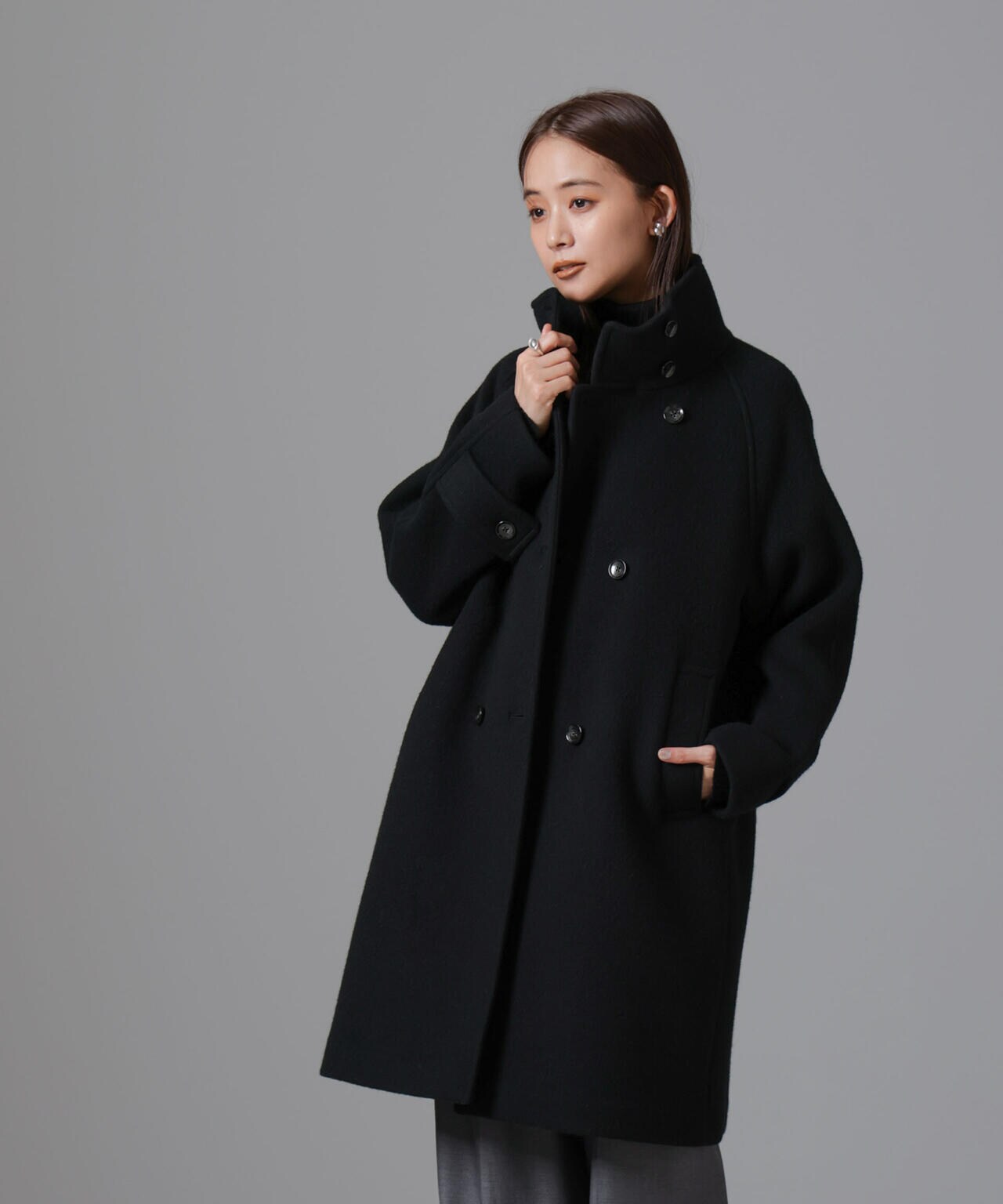 PECOLAMBウールカシミヤスタンドカラーコート | NANO universe（ナノ