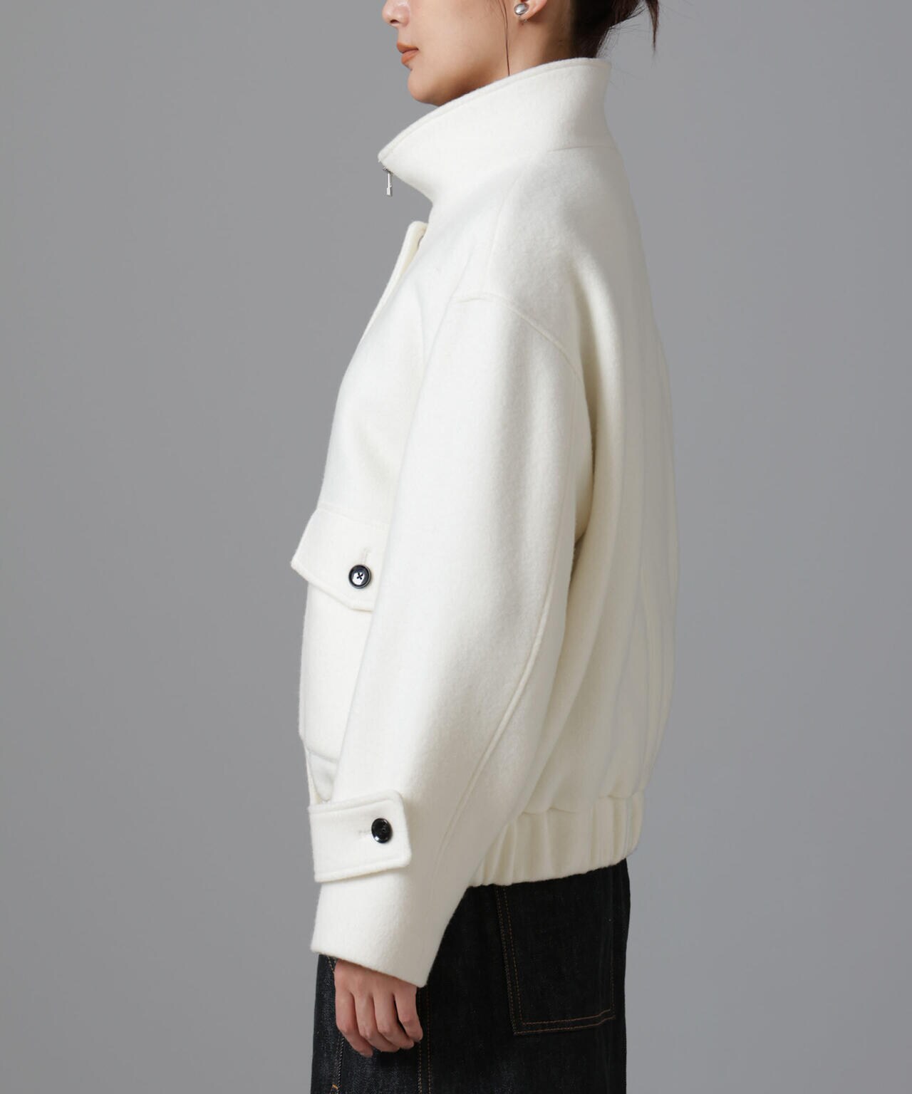 PECOLAMBウールカシミヤスタンドカラージップブルゾン | NANO universe