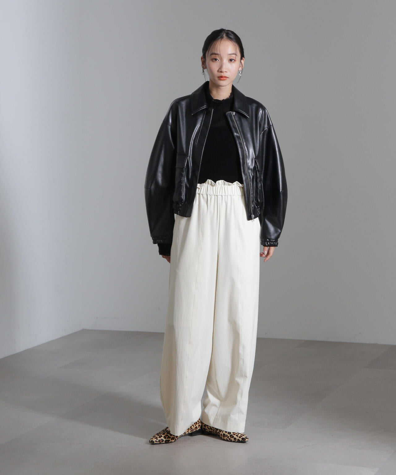 フェイクレザーショートブルゾン(セットアップ可) | NANO universe