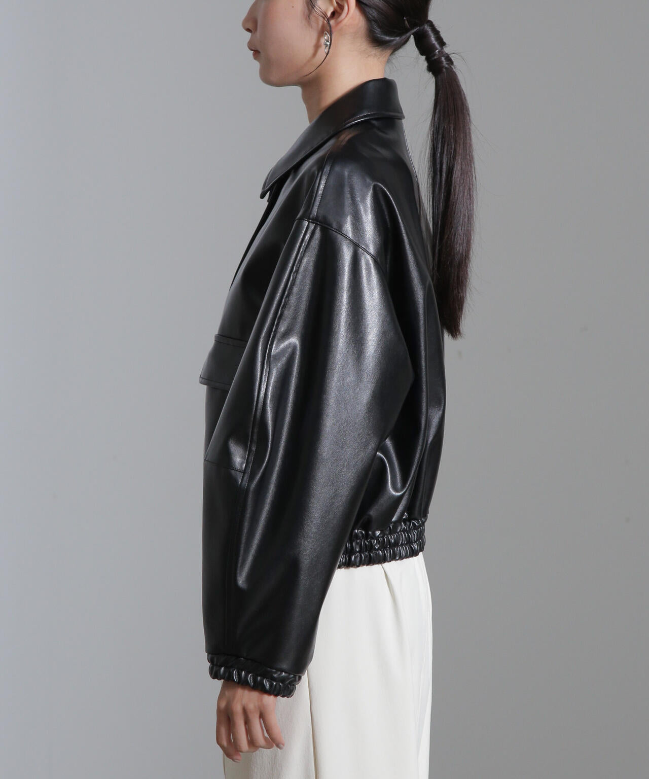 フェイクレザーショートブルゾン(セットアップ可) | NANO universe