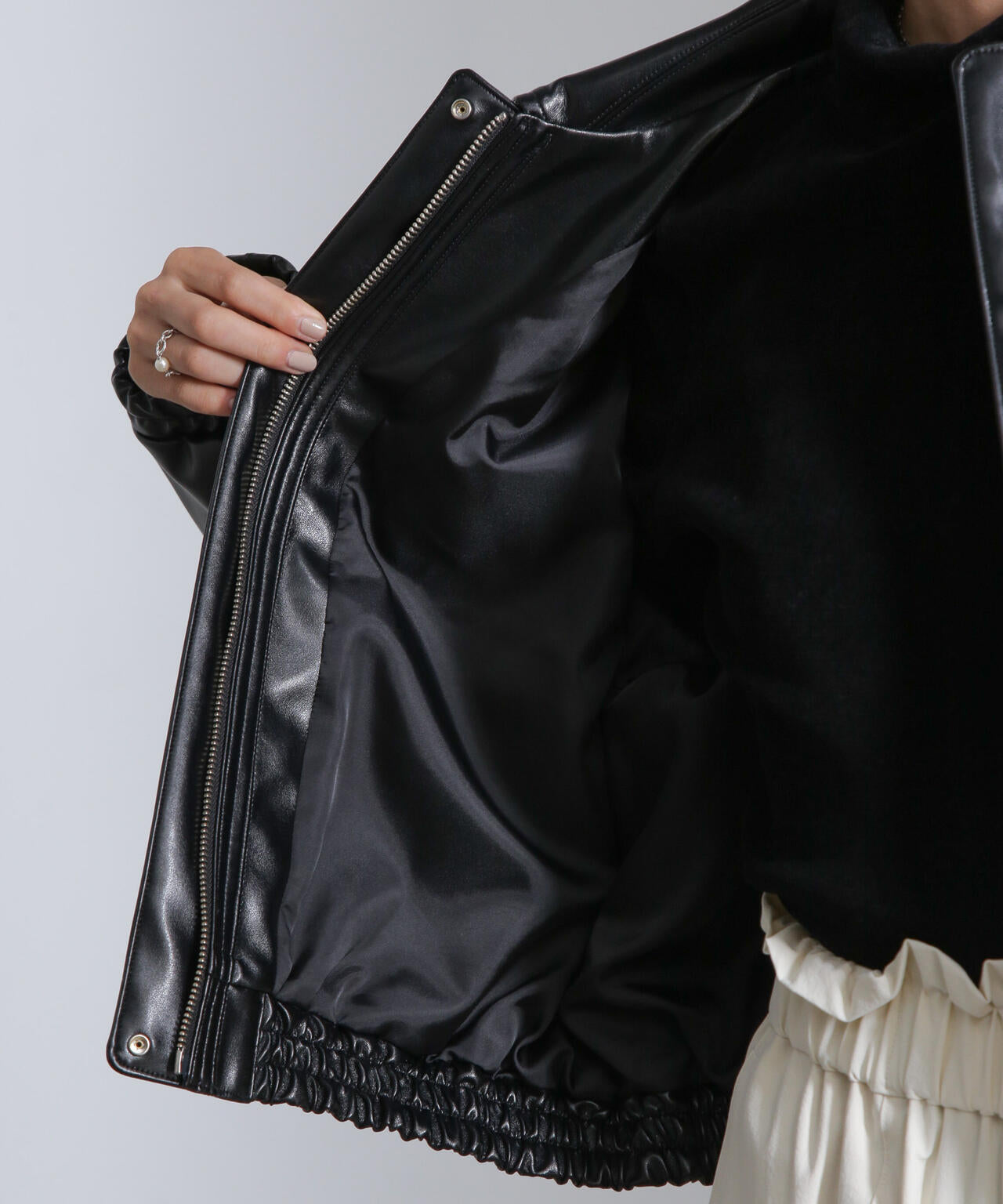 フェイクレザーショートブルゾン(セットアップ可) | NANO universe