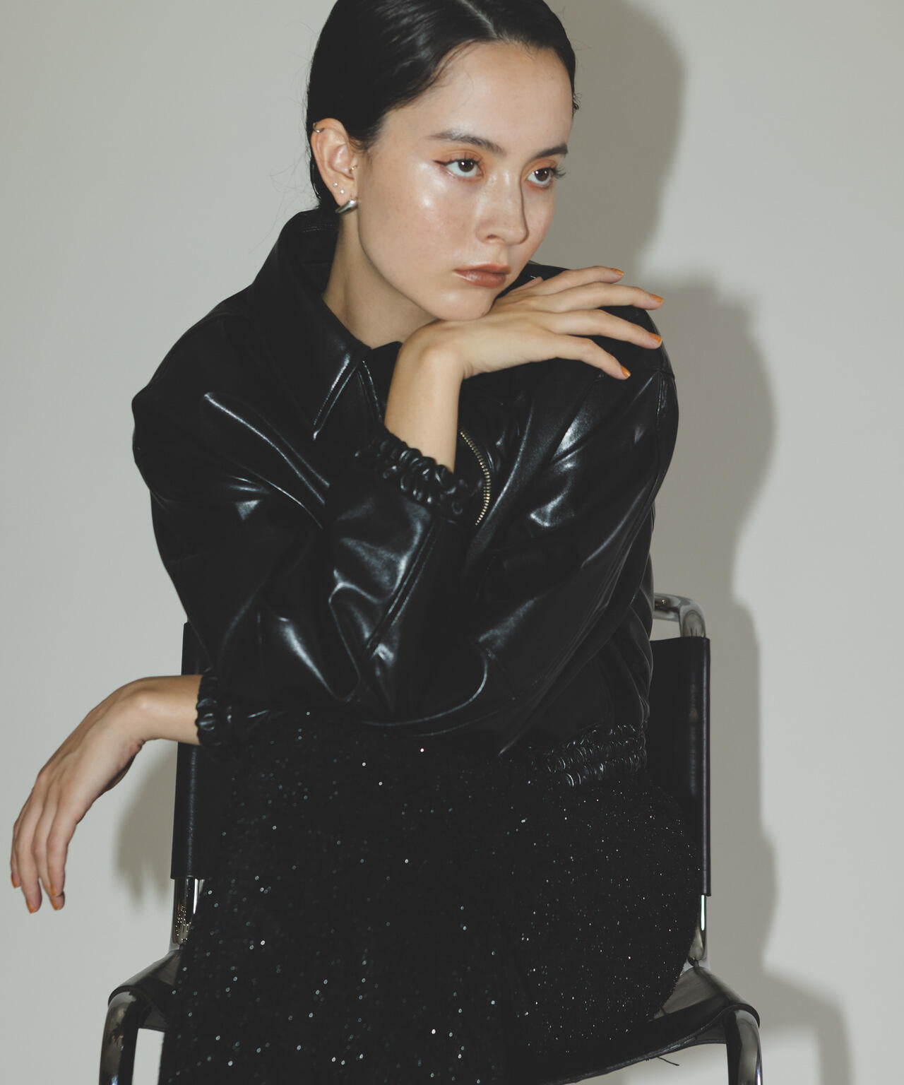 フェイクレザーショートブルゾン(セットアップ可) | NANO universe