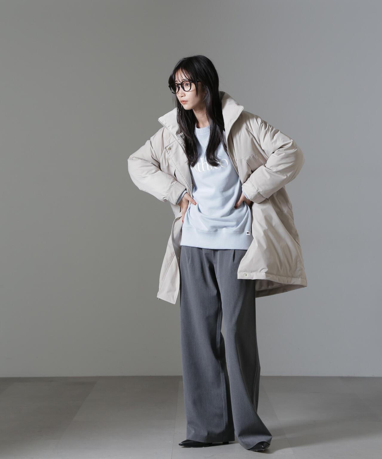 MIHO NOJIRInano・universe別注コットンリネンショップコート ETHERMALOFT(R)中綿スタンドコート | NANO universe（ナノ・ユニバース