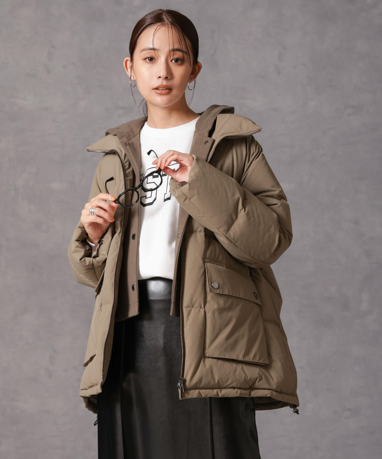 西川ダウン(R)」2WAY異素材フードダウン | NANO universe（ナノ