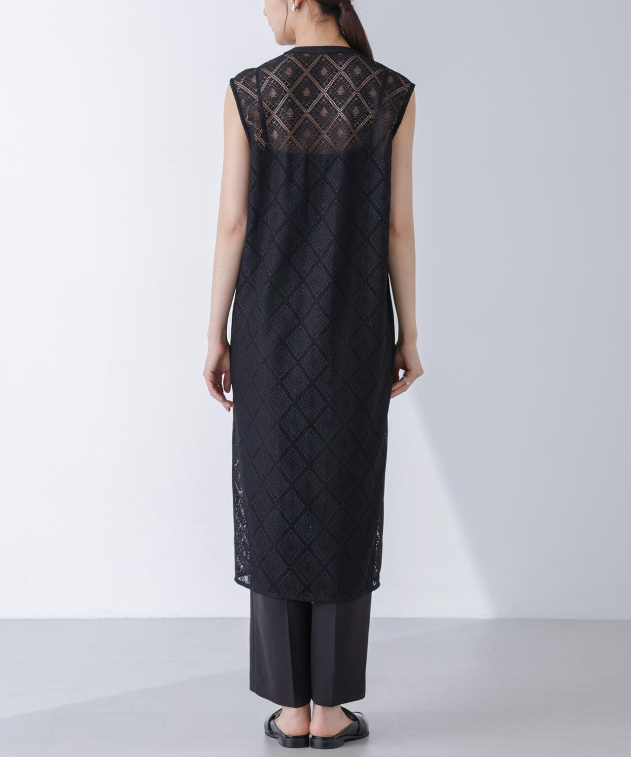 レースロングジレ×サロペットセット ナノユニーバース S 美品 レース ロングジレ × サロペット セット