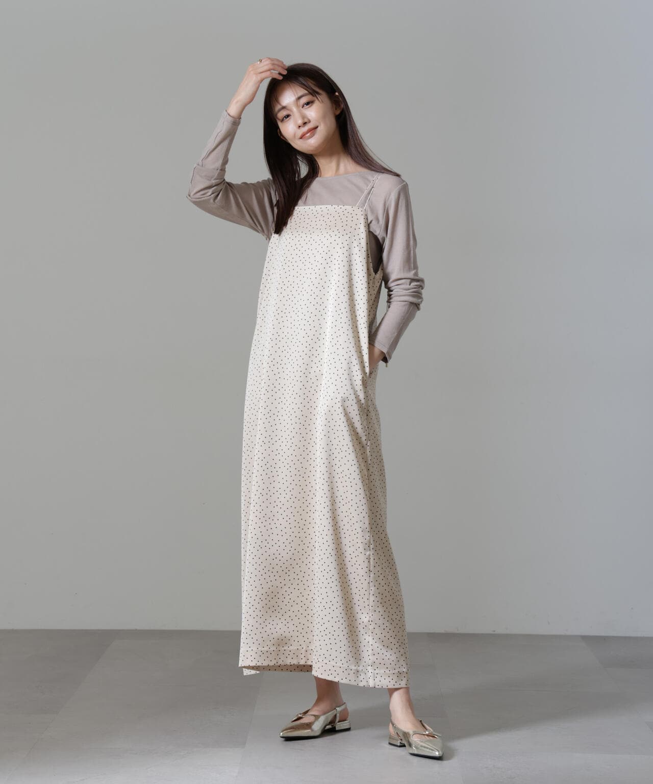 ドットプリントサテンキャミワンピース | NANO universe（ナノ