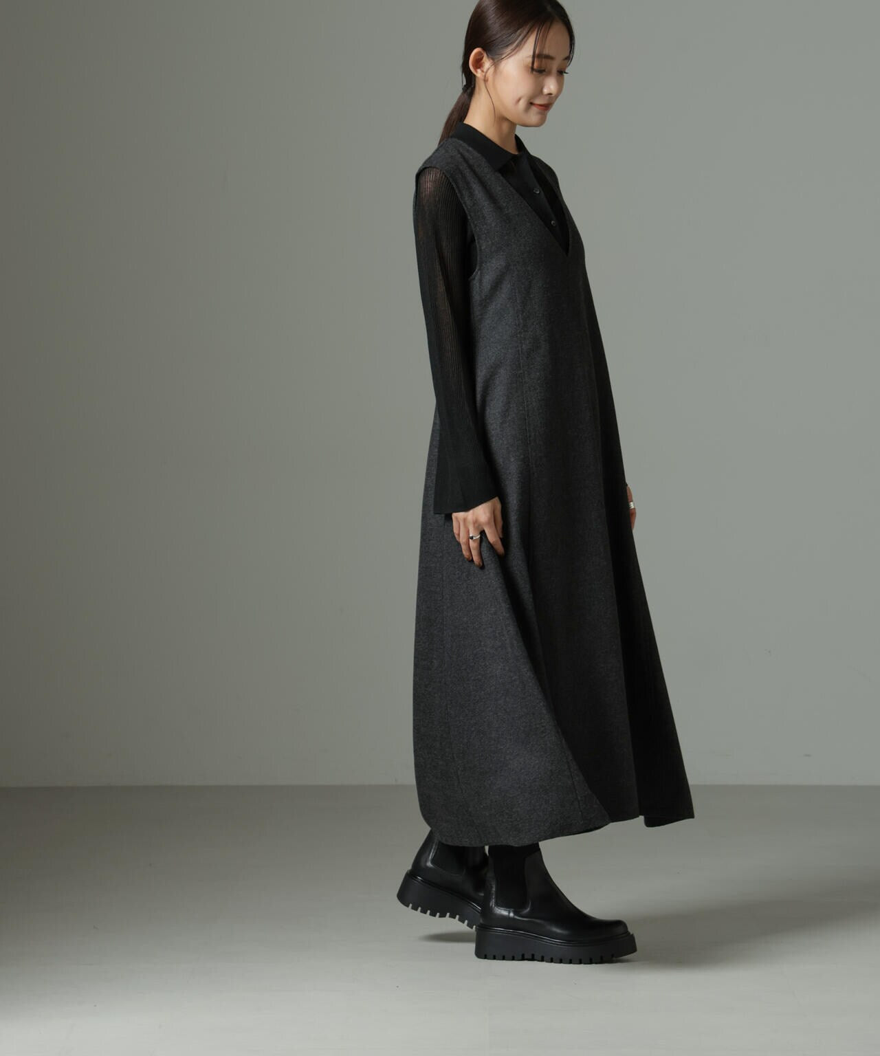 Vネックジャンパースカート | NANO universe（ナノ・ユニバース