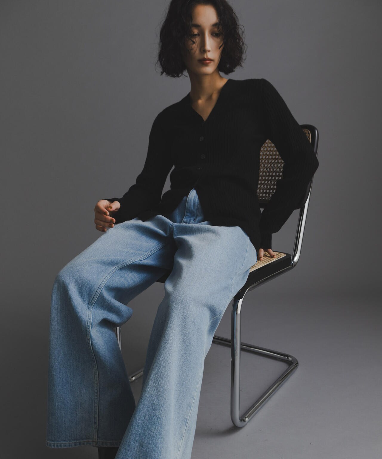 毛玉レスニットVネックリブカーディガン | NANO universe（ナノ