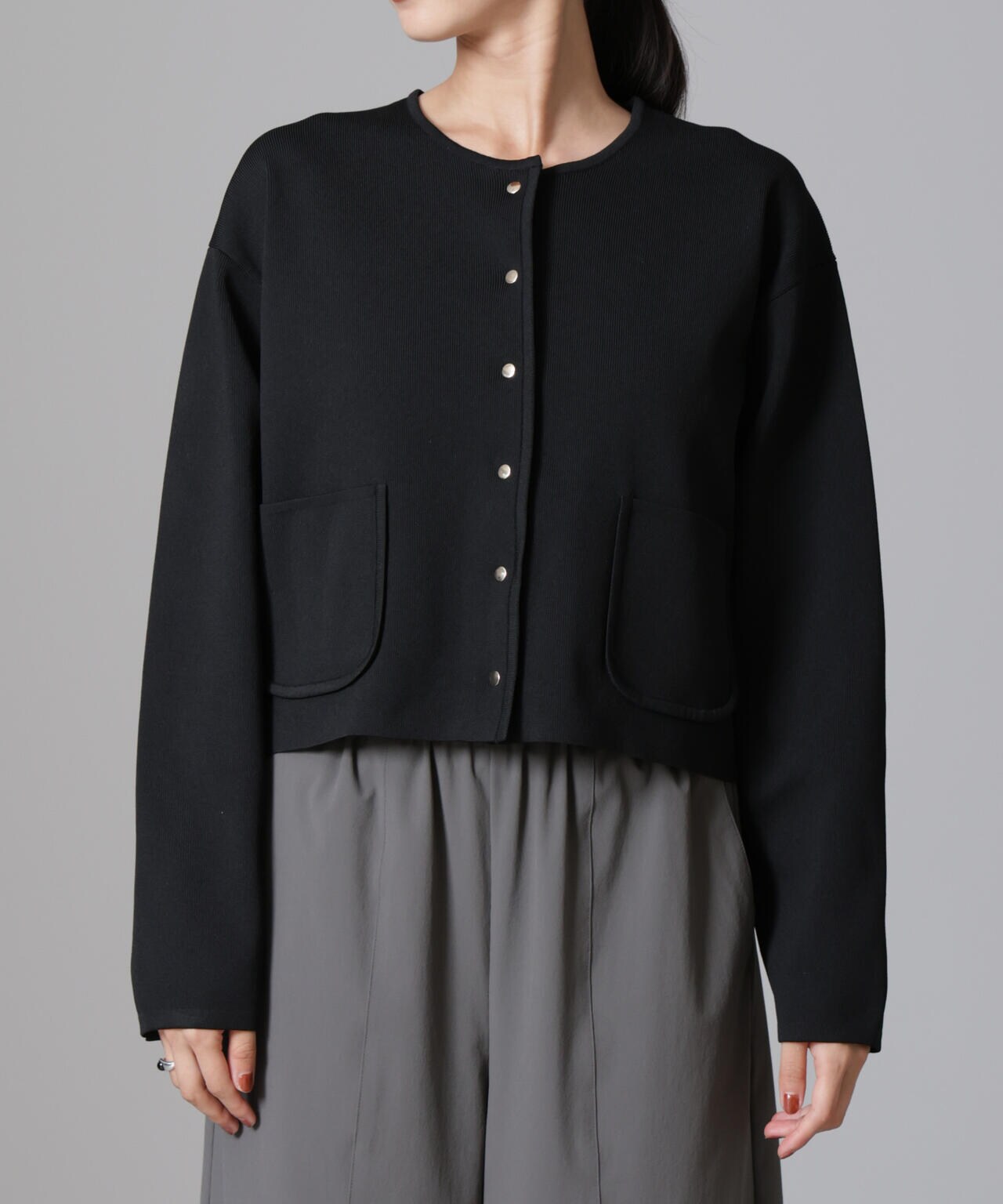 ノーカラーニットジャケット (セットアップ可) | NANO universe（ナノ