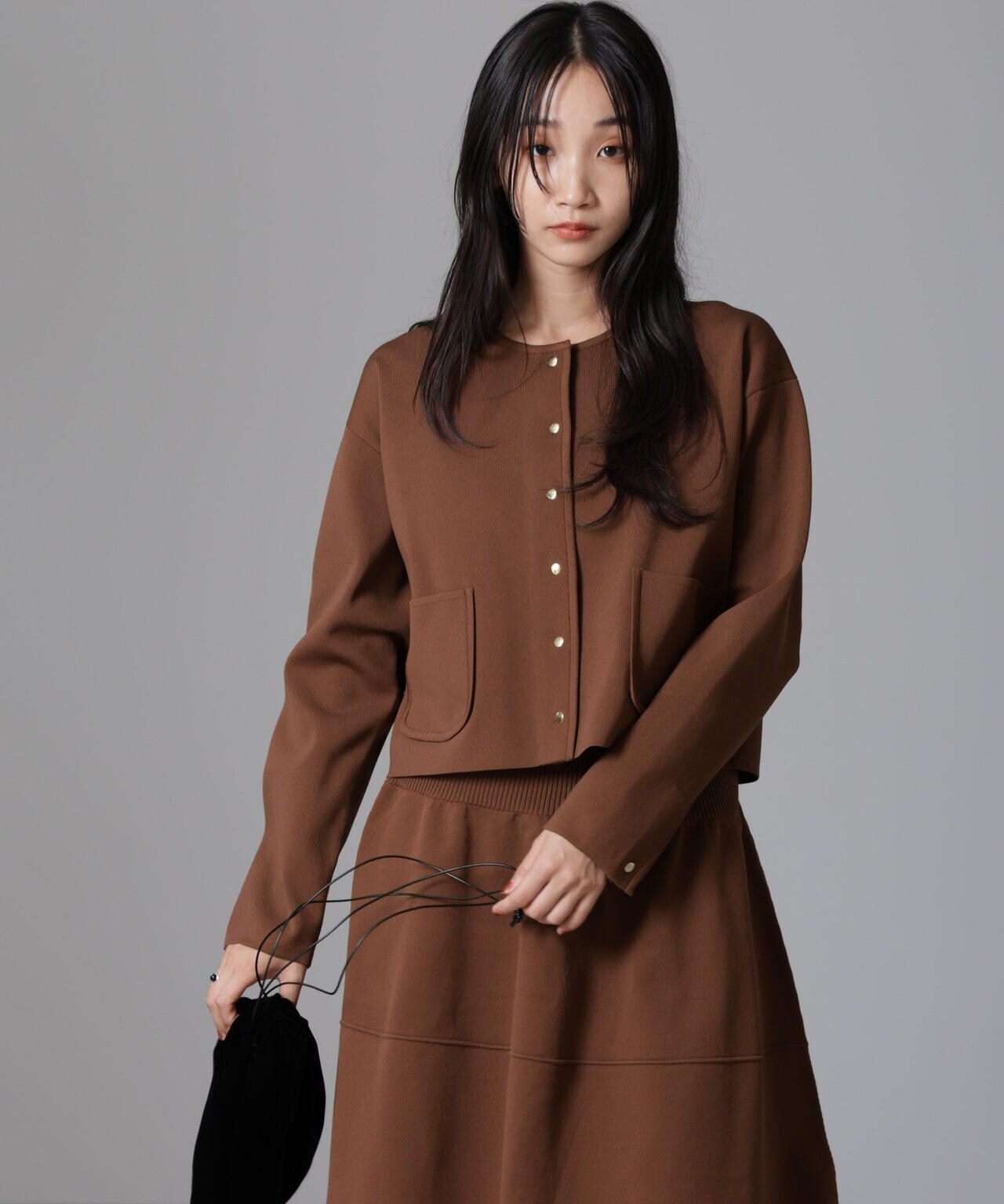 ノーカラーニットジャケット (セットアップ可) | NANO universe（ナノ