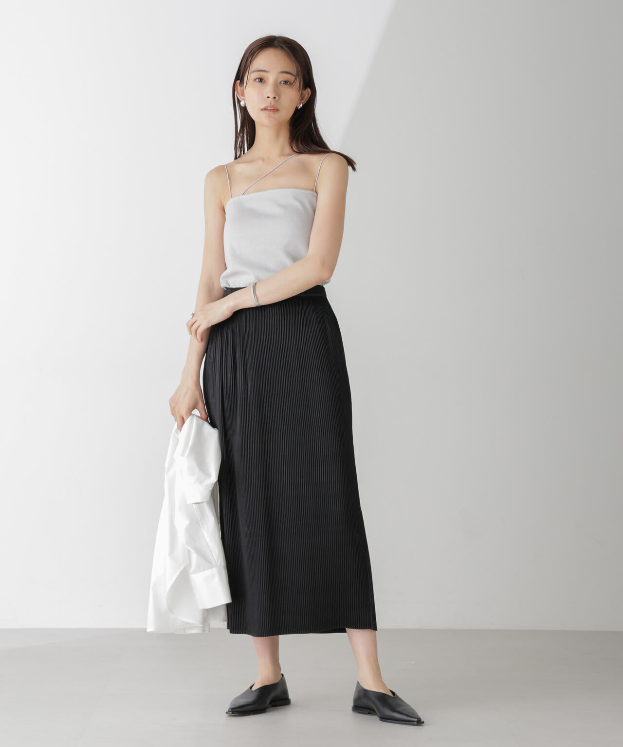 ラメテレコカップ付きアシメストラップキャミソール | NANO