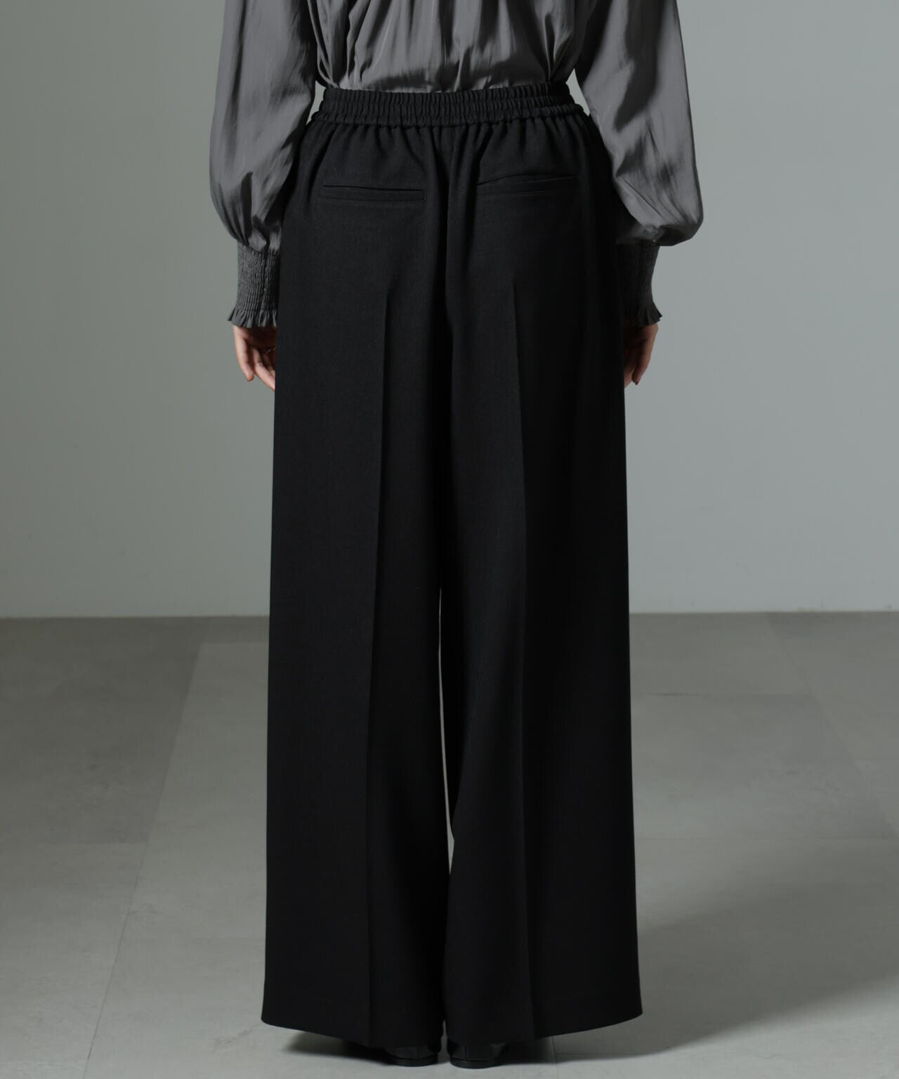 みさページ ストレッチサージピンタックイージーワイドパンツ（セットアップ