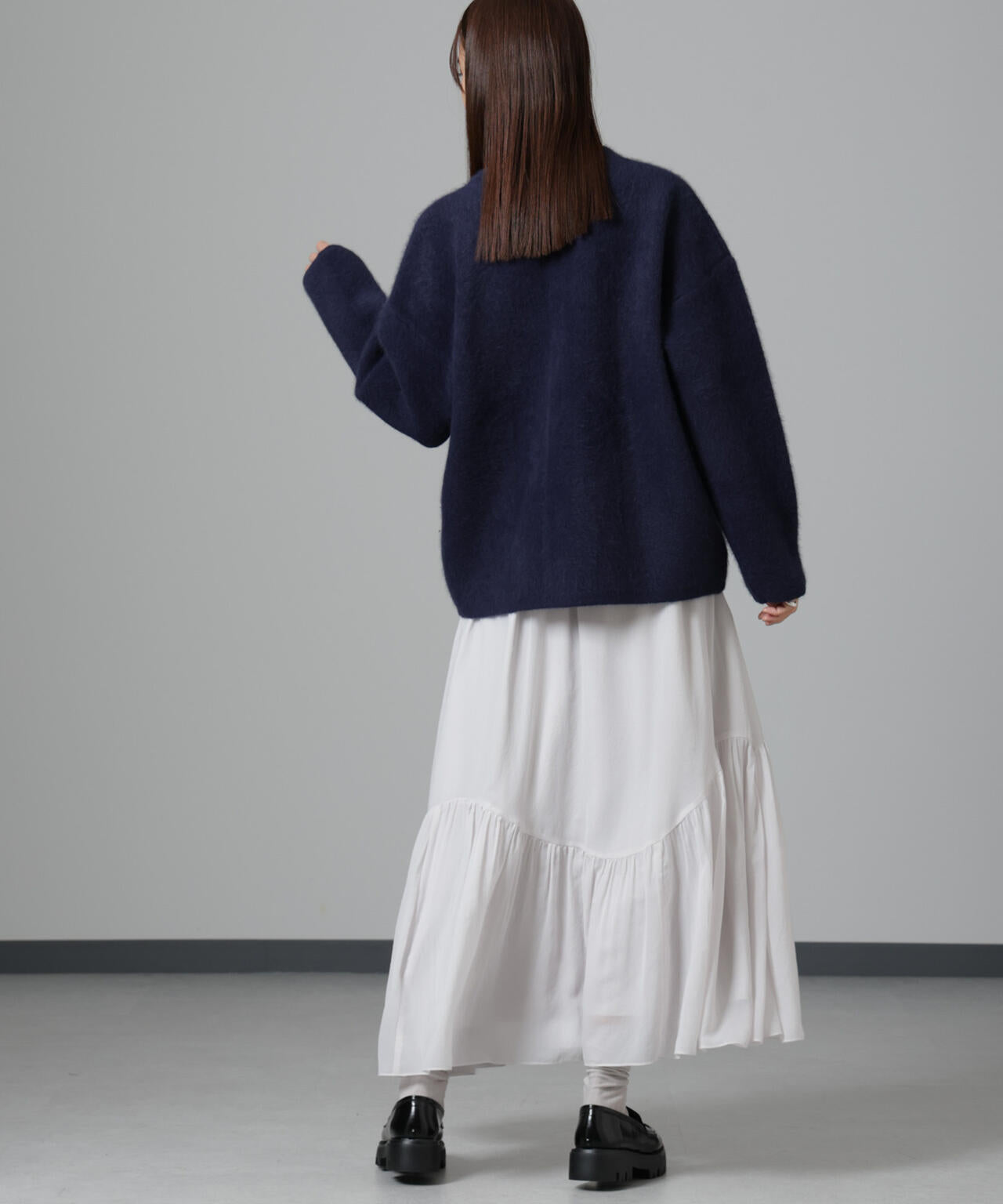 アシメティアードシフォンギャザースカート