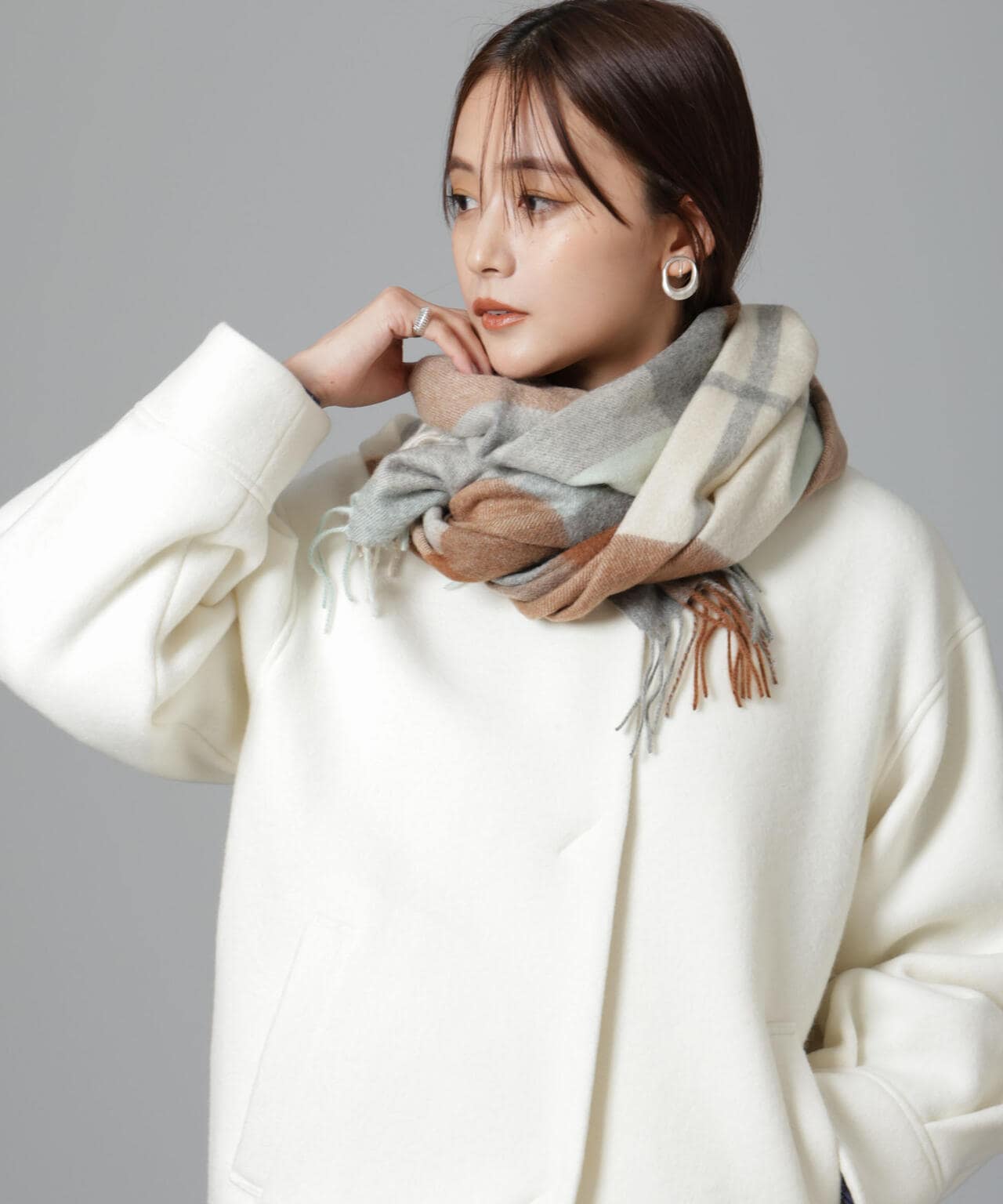 カシミヤチェックストール | NANO universe（ナノ・ユニバース