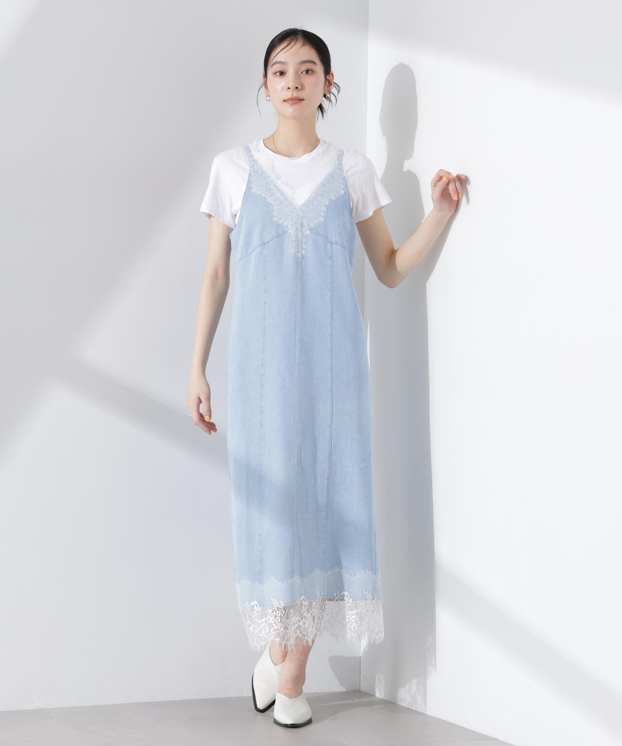 レースディティールデニムドレス | NANO universe(ナノ レースディティールデニムドレス | NANO universe(ナノ