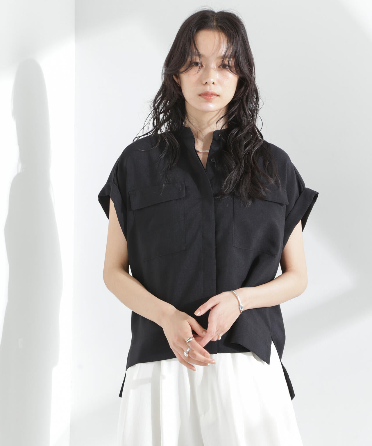 メランジドライ スタンドポケットシャツ(セットアップ可) | NANO