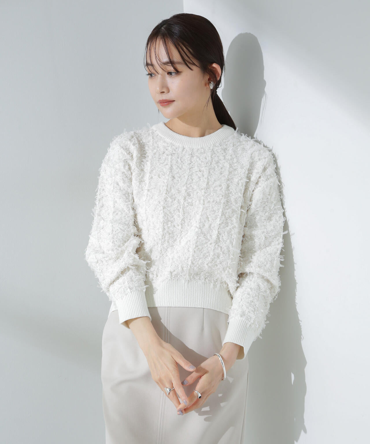 チュールモールニットプルオーバー（セットアップ可） | NANO universe