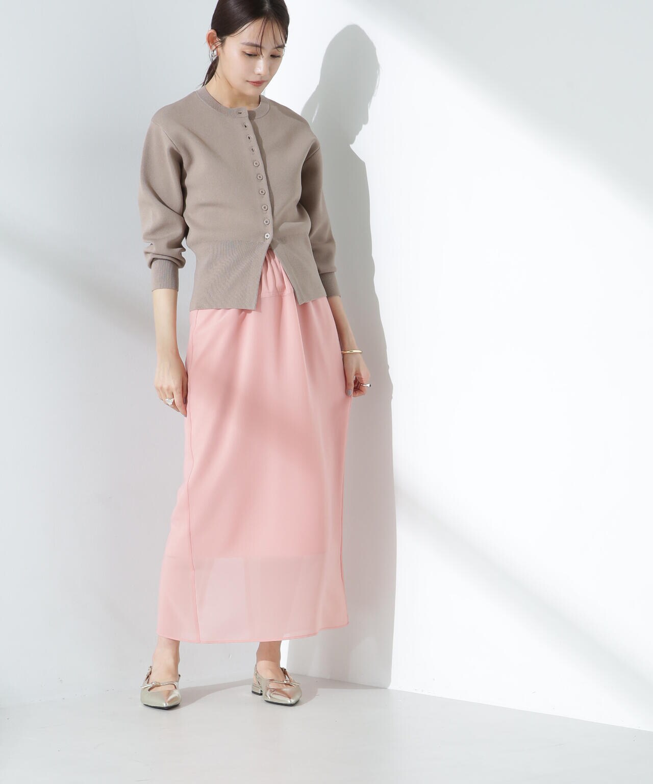 ダブルジャガードクルーネックニットカーディガン