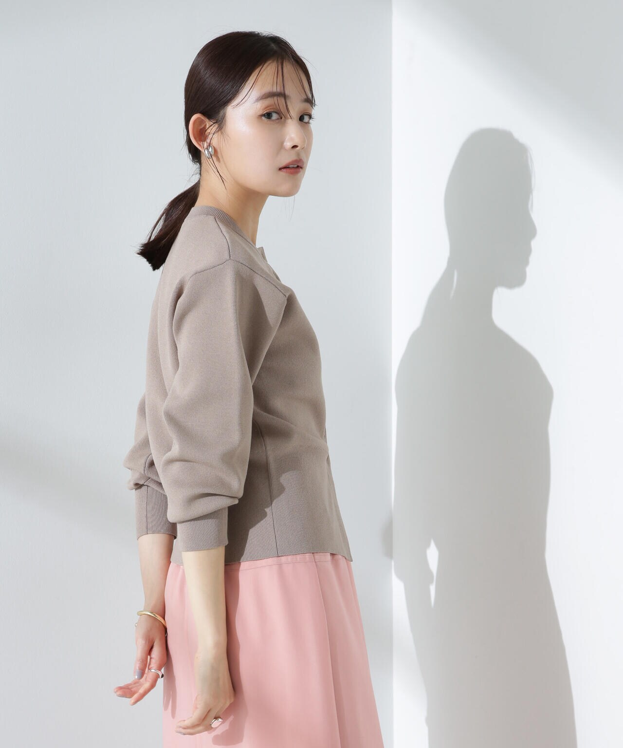 ダブルジャガードクルーネックニットカーディガン