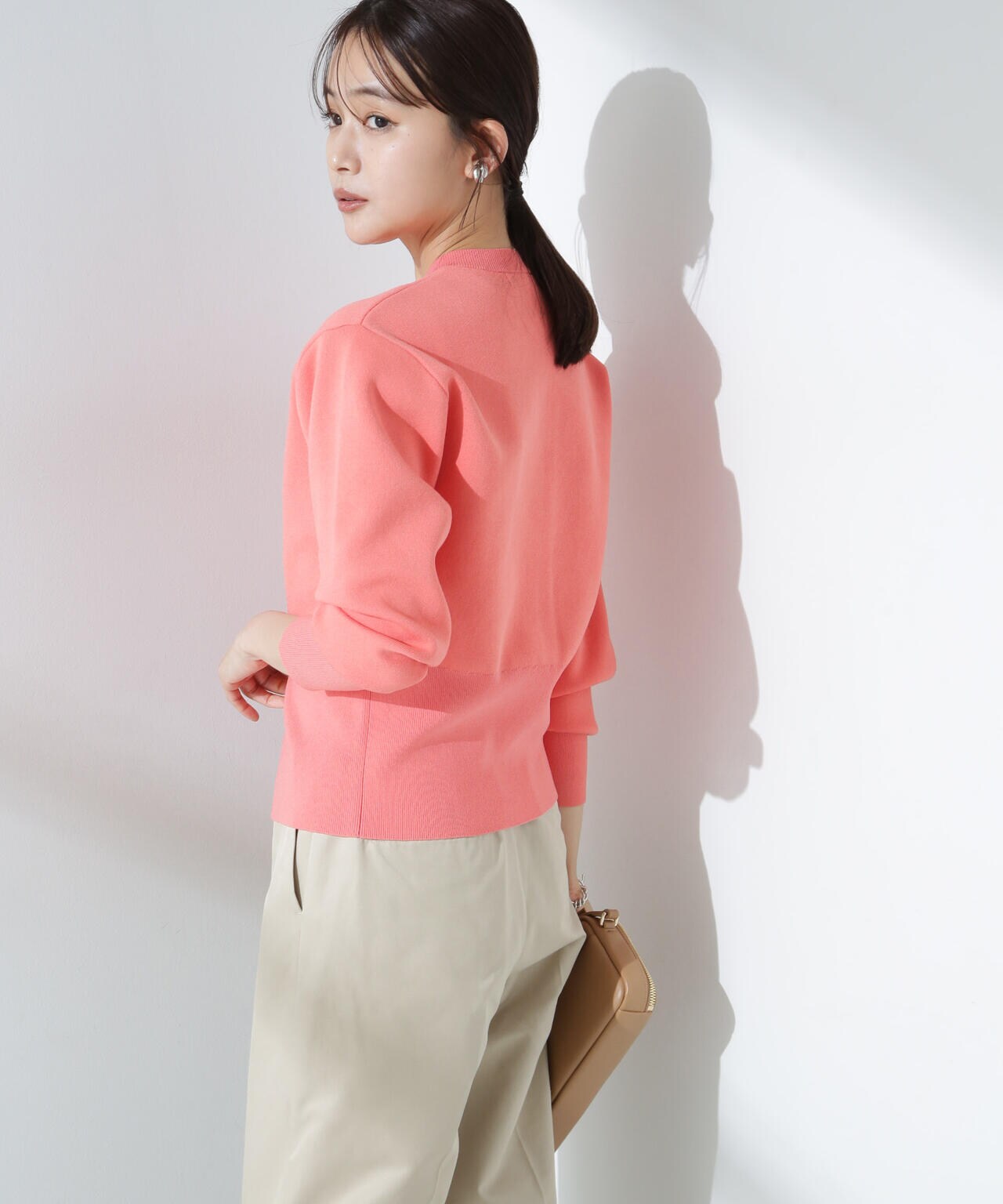 ダブルジャガードクルーネックニットカーディガン