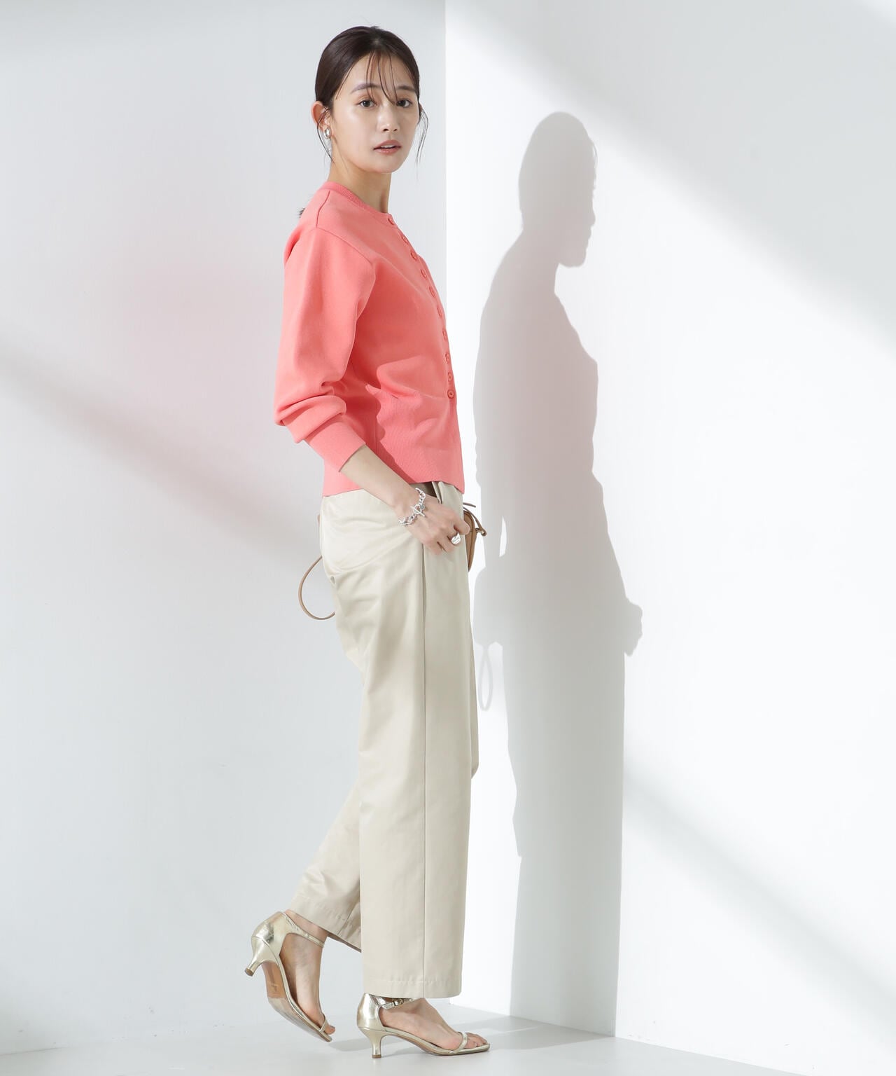 ダブルジャガードクルーネックニットカーディガン