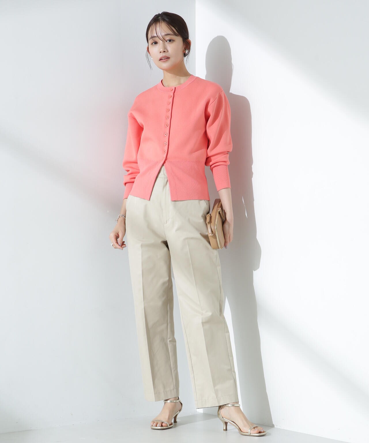 ダブルジャガードクルーネックニットカーディガン