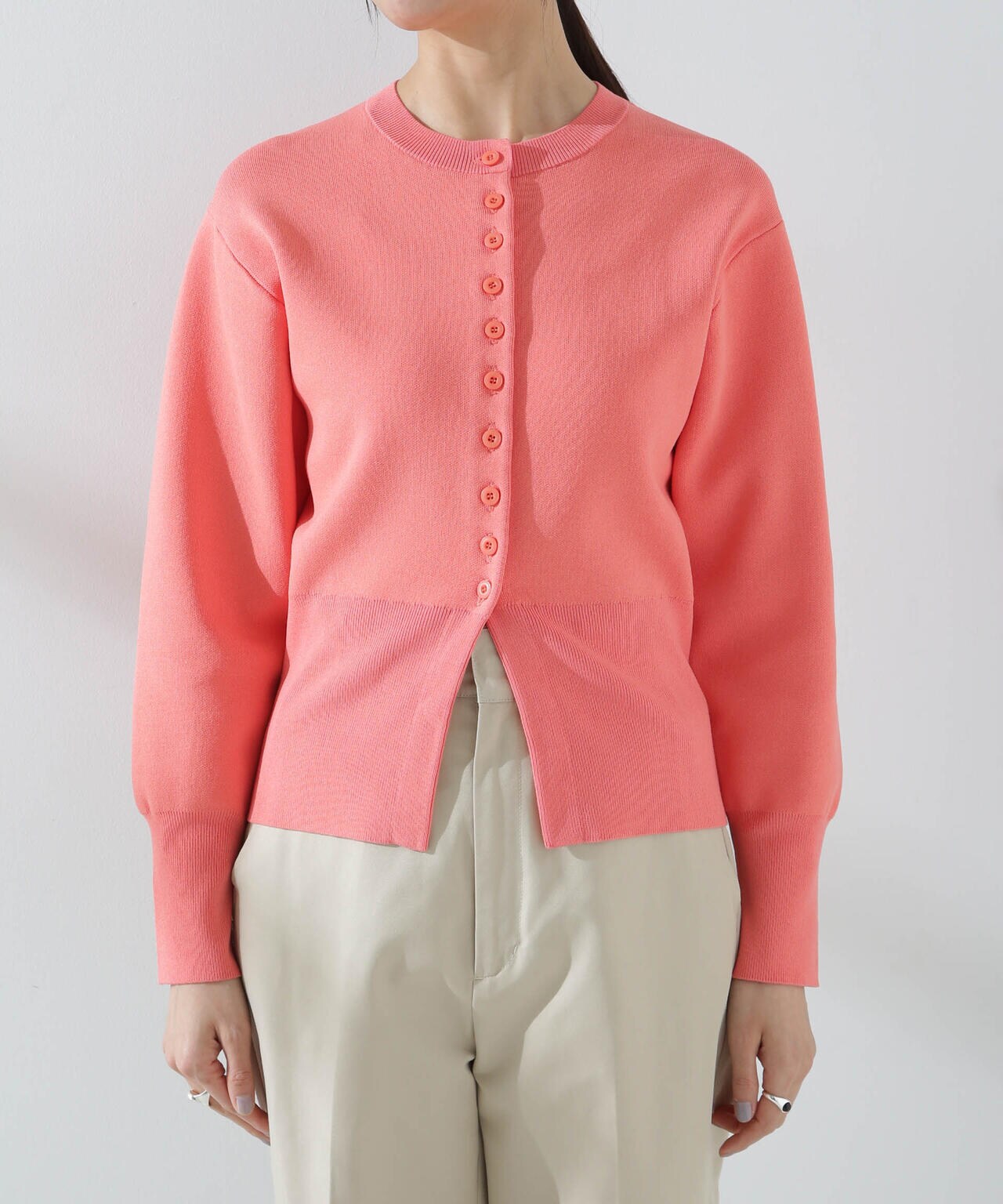 ダブルジャガードクルーネックニットカーディガン