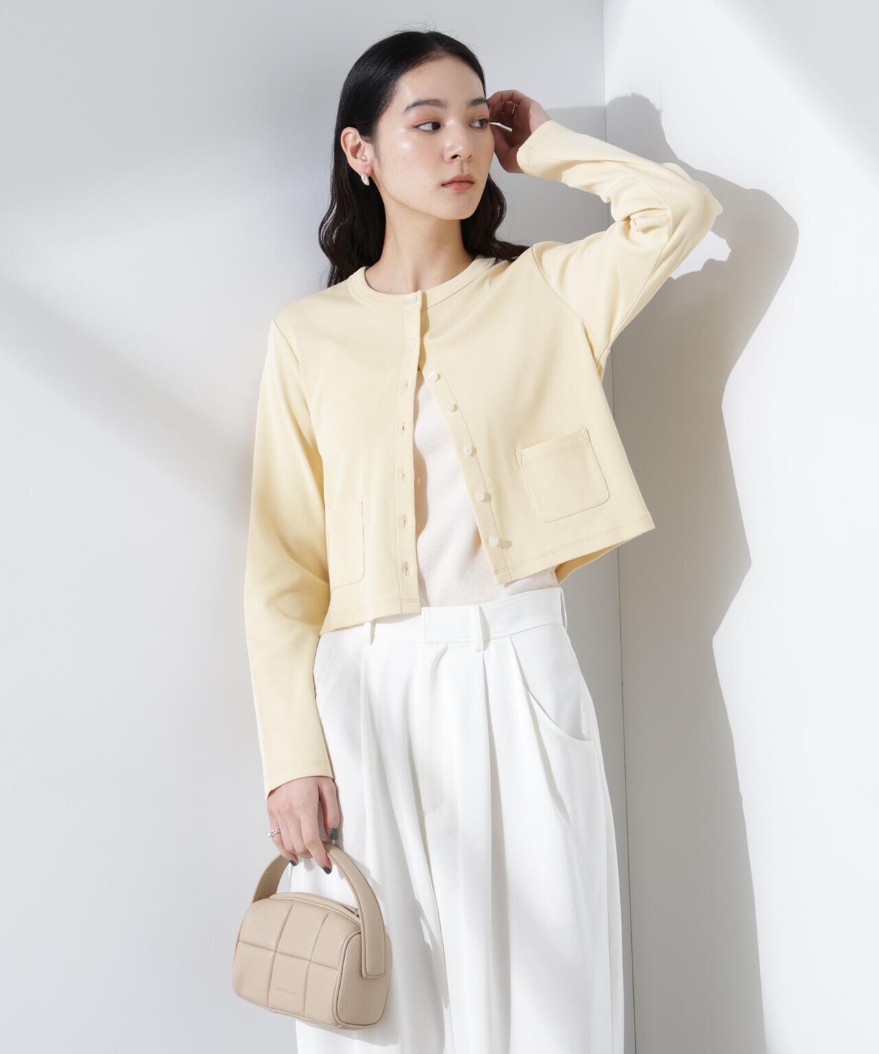 強撚コットンコンパクトカーディガン