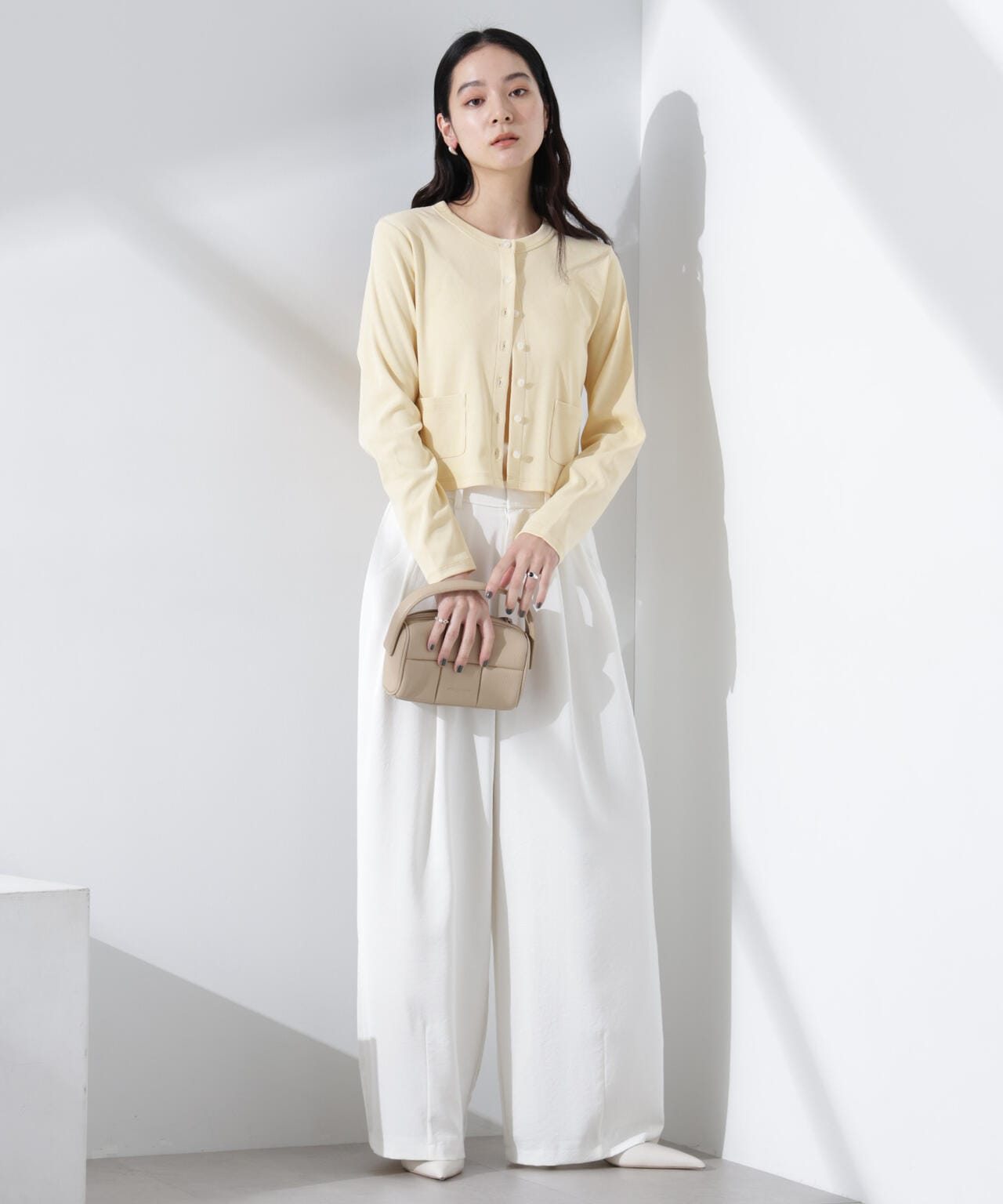 強撚コットンコンパクトカーディガン