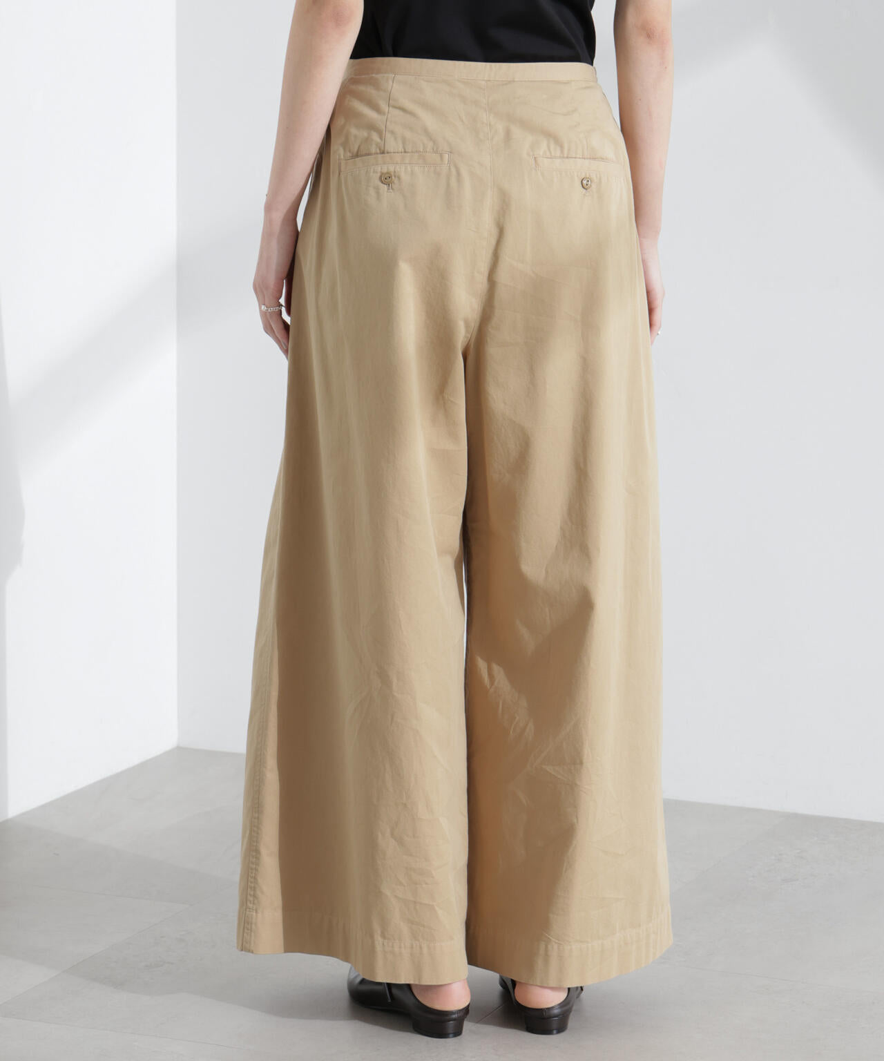 ベージュ ワイドパンツ コットン tuck wide pants / beige（タックワイドパンツ / ベージュ