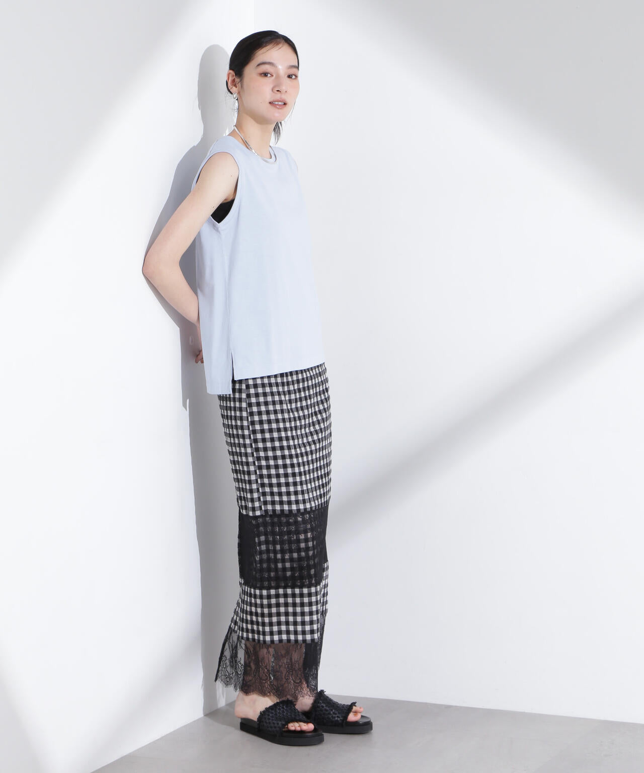 シアーマグノリアスカート シアーシャーリングティアードスカート(M OFF WHITE): スカート