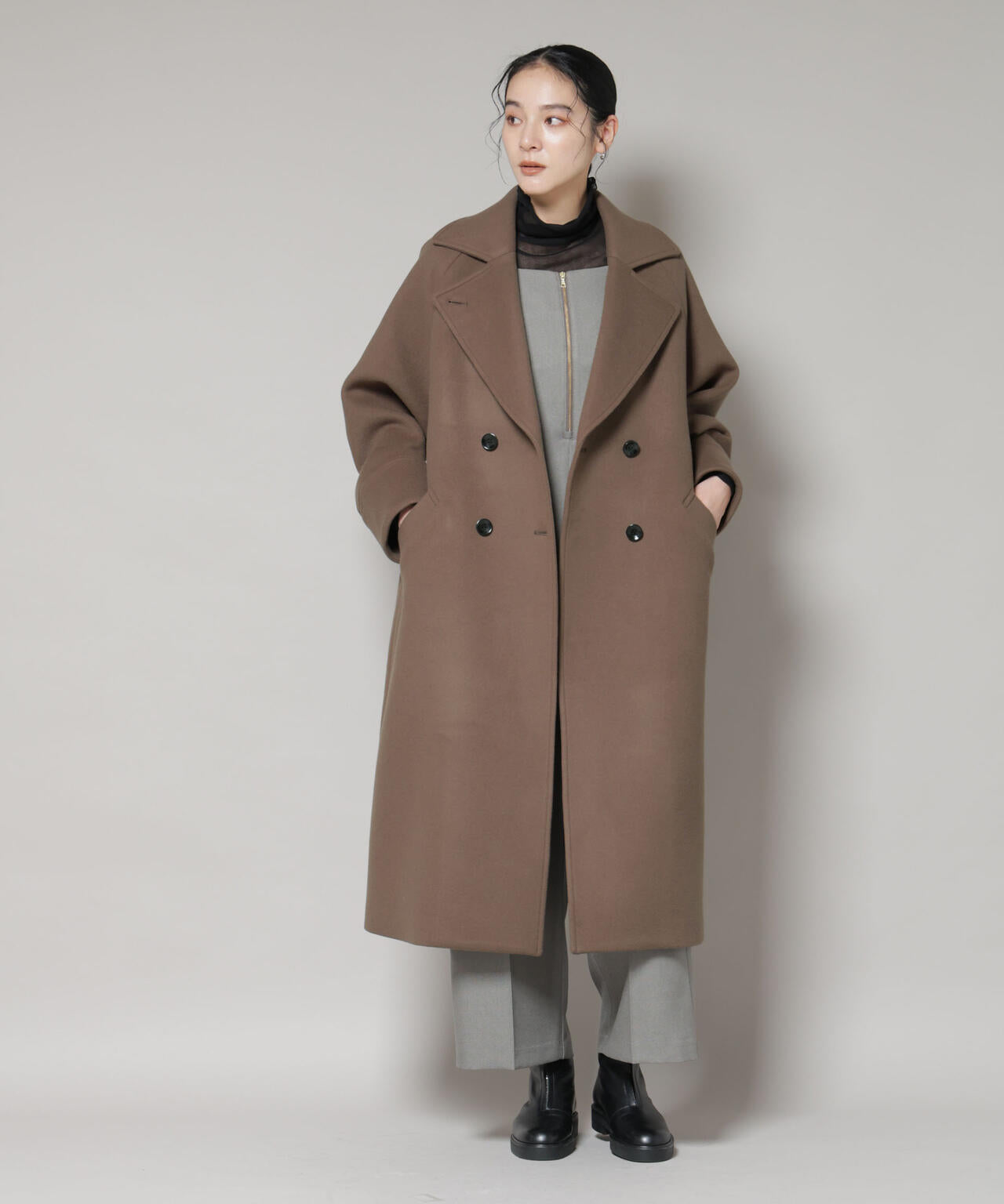 NANO-UNIVERSEナノユニバース　【新品】コート　ウール混　キャメル　S NANO-UNIVERSEナノユニバース 【新品】コート ウール混 キャメル S