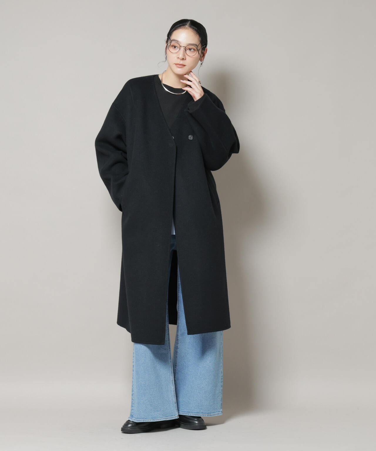 SUPER110blend リバーノーカラーロングコート | NANO universe（ナノ