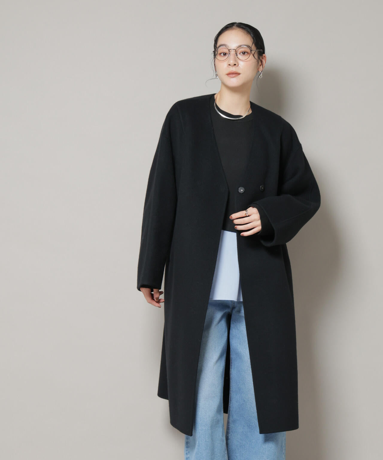 SUPER110blend リバーノーカラーロングコート | NANO universe（ナノ