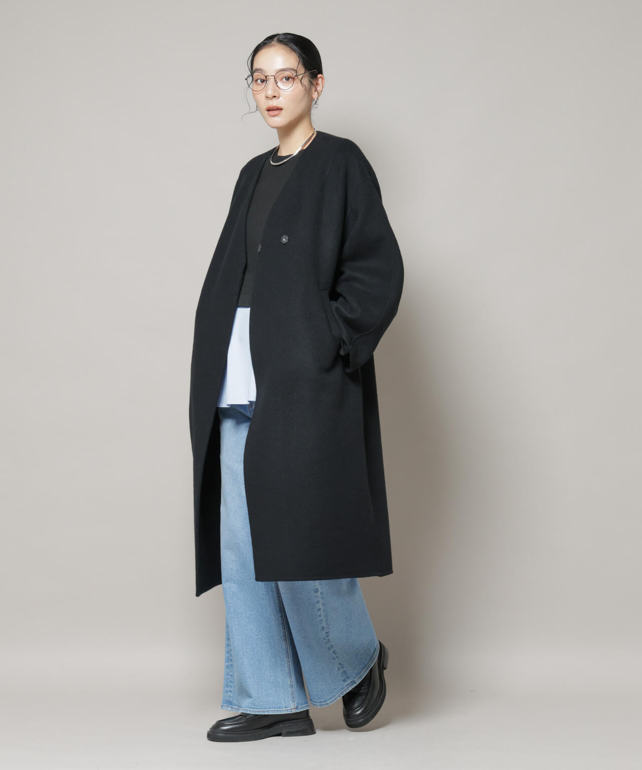 SUPER110blend リバーノーカラーロングコート | NANO universe（ナノ