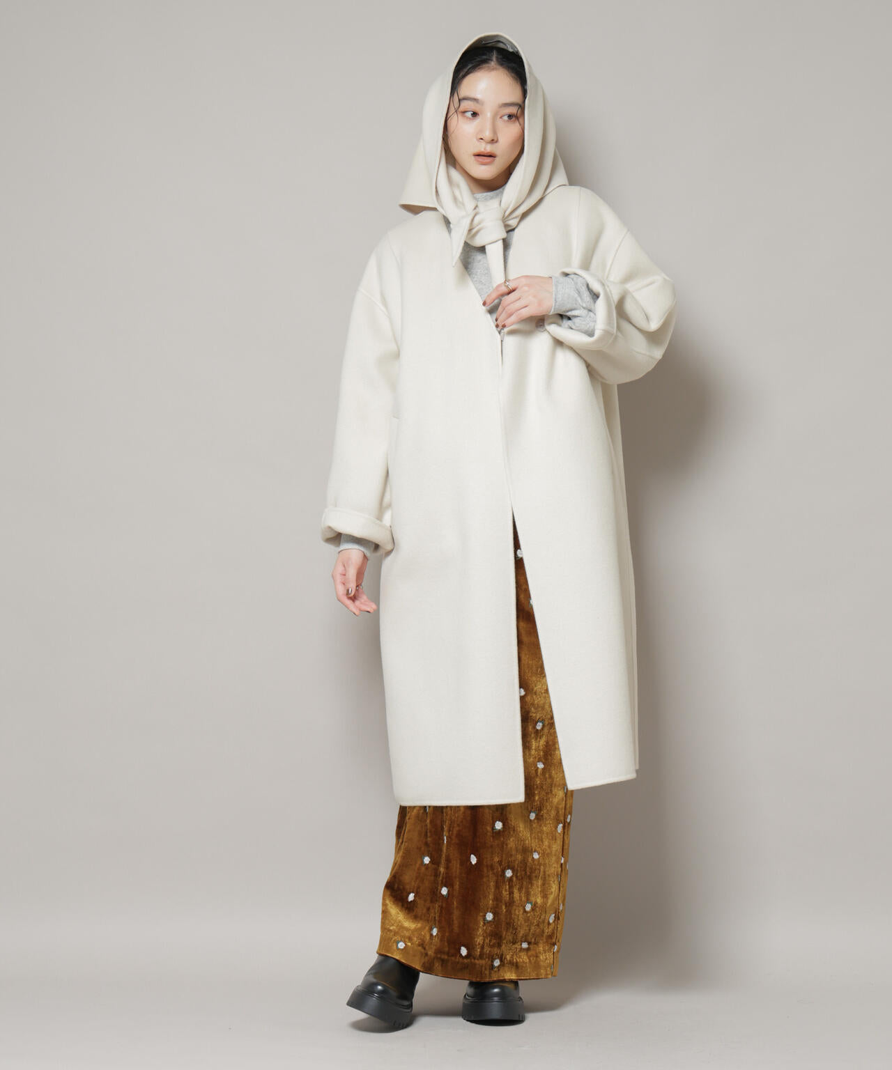 SUPER110blend リバーノーカラーロングコート | NANO universe（ナノ