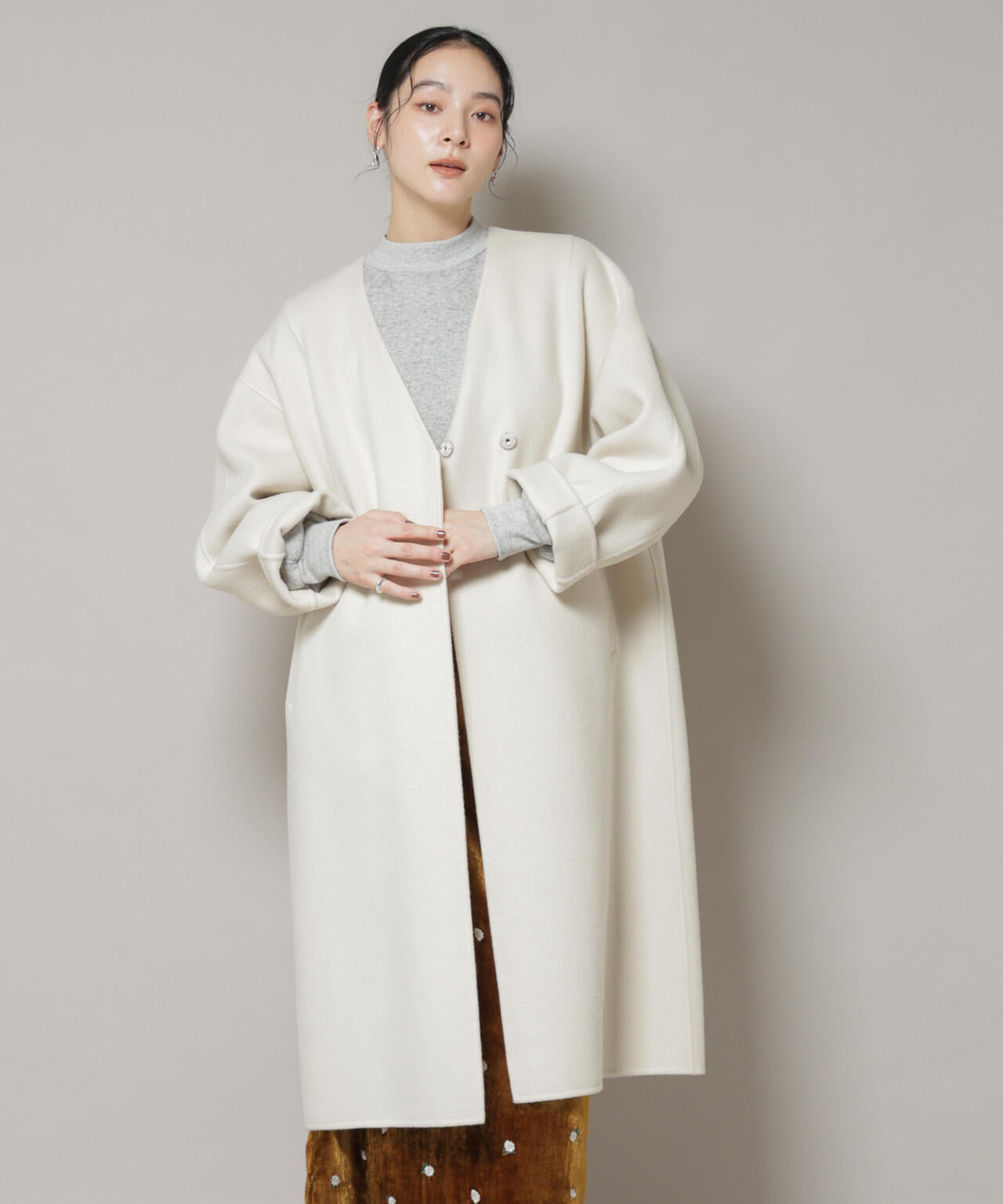 SUPER110blend リバーノーカラーロングコート | NANO universe