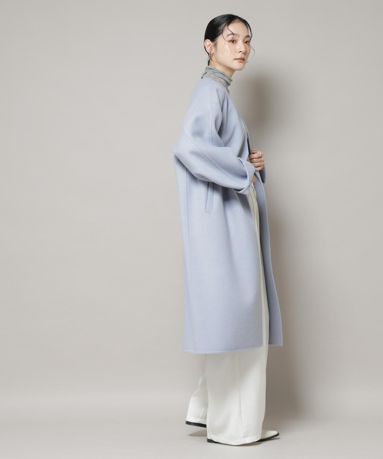 SUPER110blend リバーノーカラーロングコート | NANO universe（ナノ