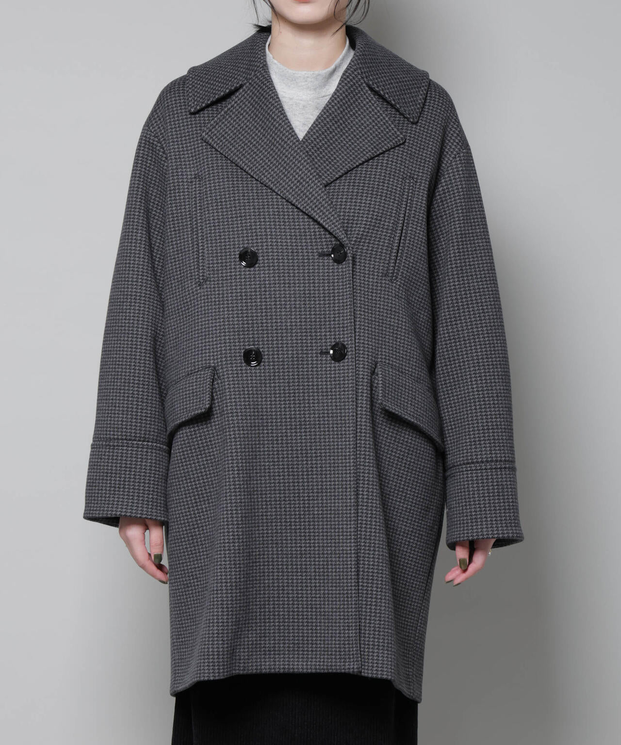 オーバーサイズポケットチェックコート