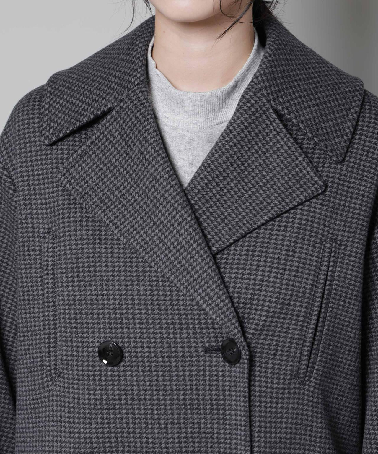 オーバーサイズポケットチェックコート